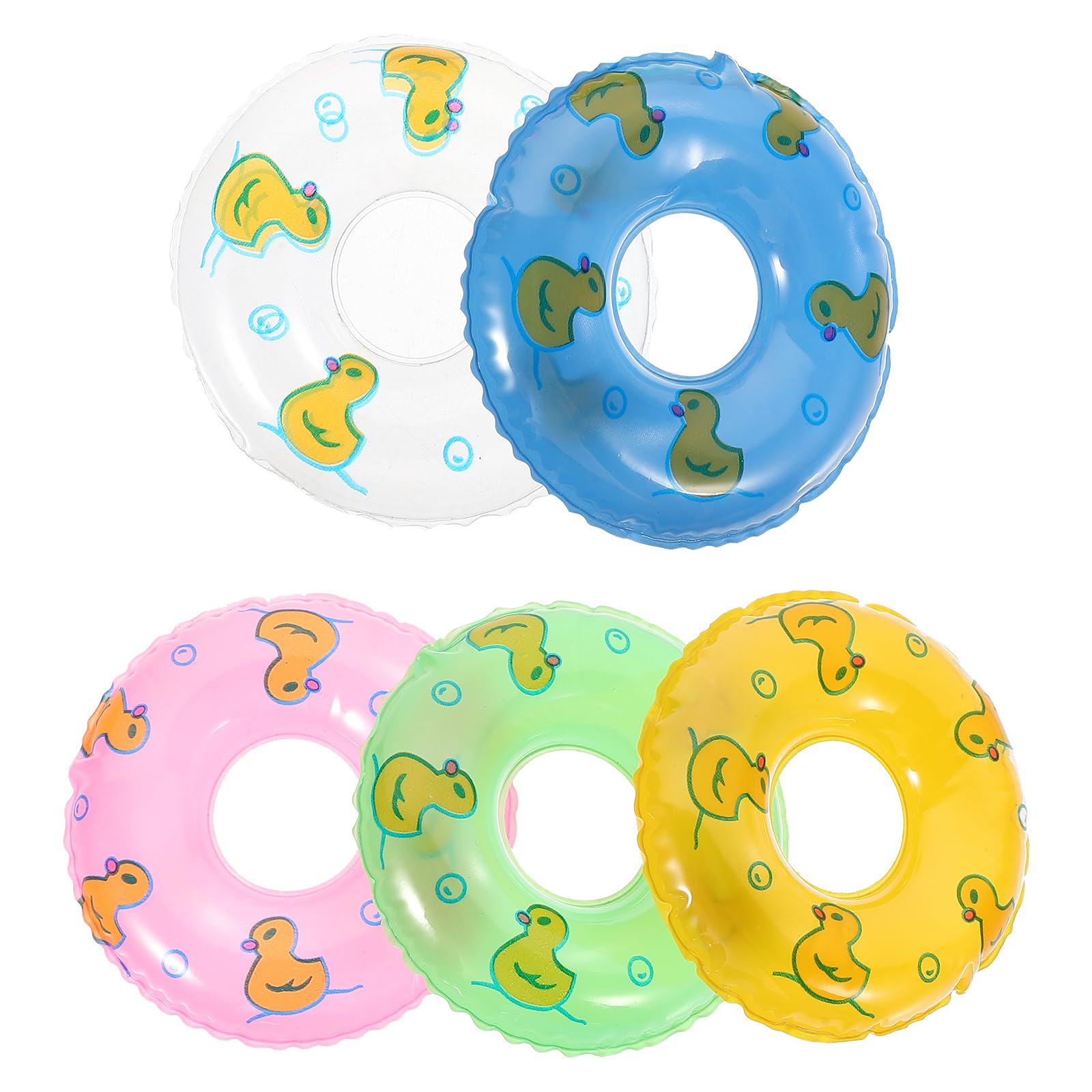 Gadpiparty 5Pcs Mini Inflatable Swim Rings - Cute Dollhouse Pattern Pool Floats for Kids & Dolls | Perfect for Baby Pools, Bath Time & Summer Water Play