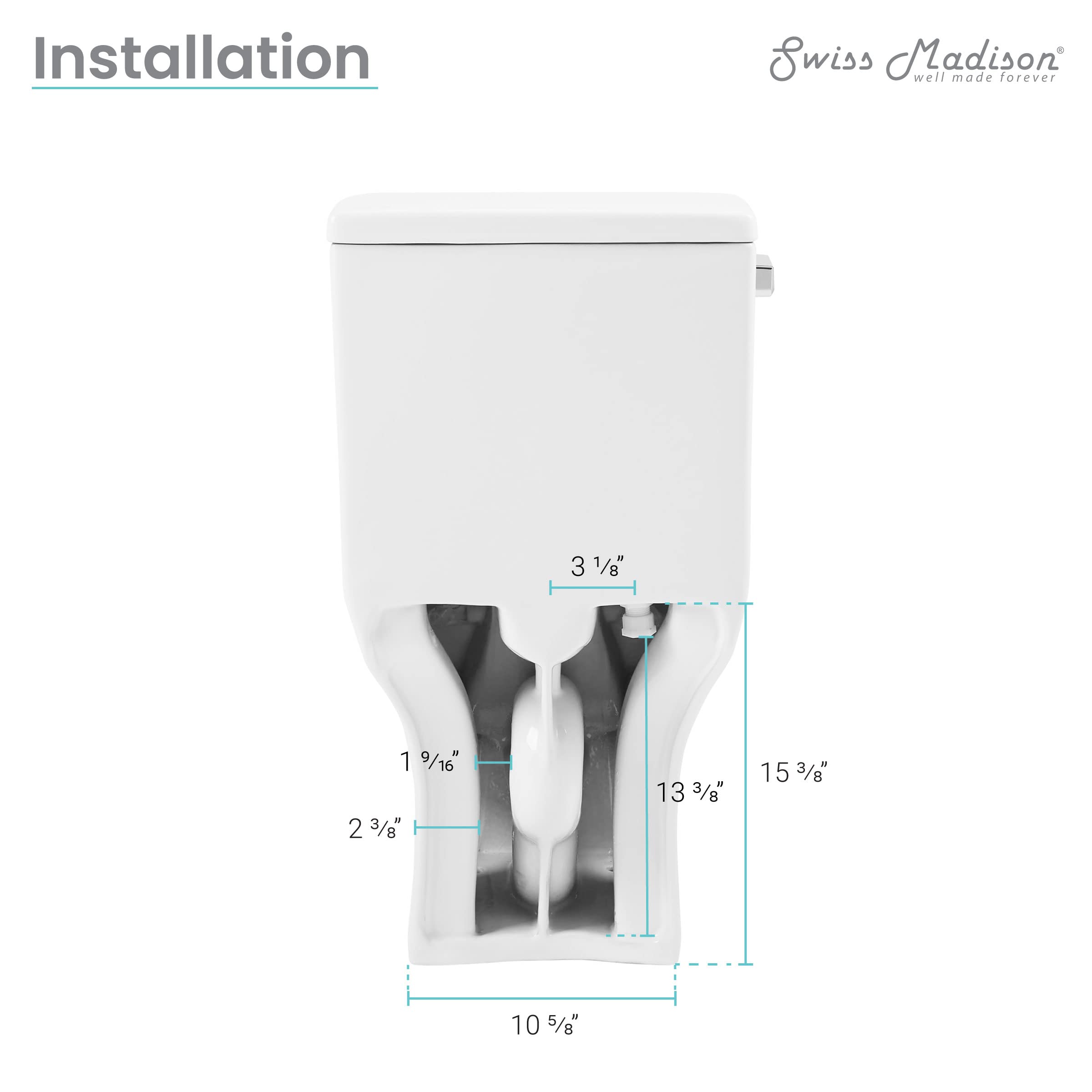 Carre One-Piece Square Toilet Left Side Flush Handle 1.28 GPF Water Efficient Toilet - Perfect for Modern Bathrooms & Small Spaces