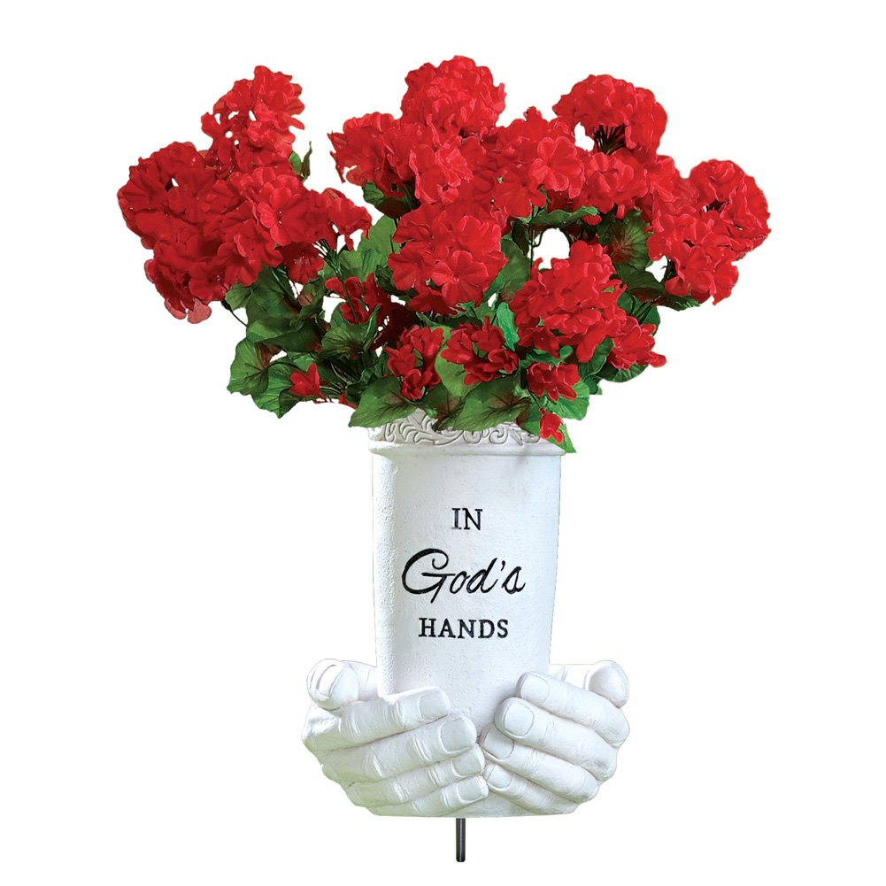 God's Hands Memorial Flower Vase Ground Stake - Outdoor Cemetery Decor for Gravesite, Garden & Memorial Tribute - Perfect for Remembrance & Sympathy Gifts