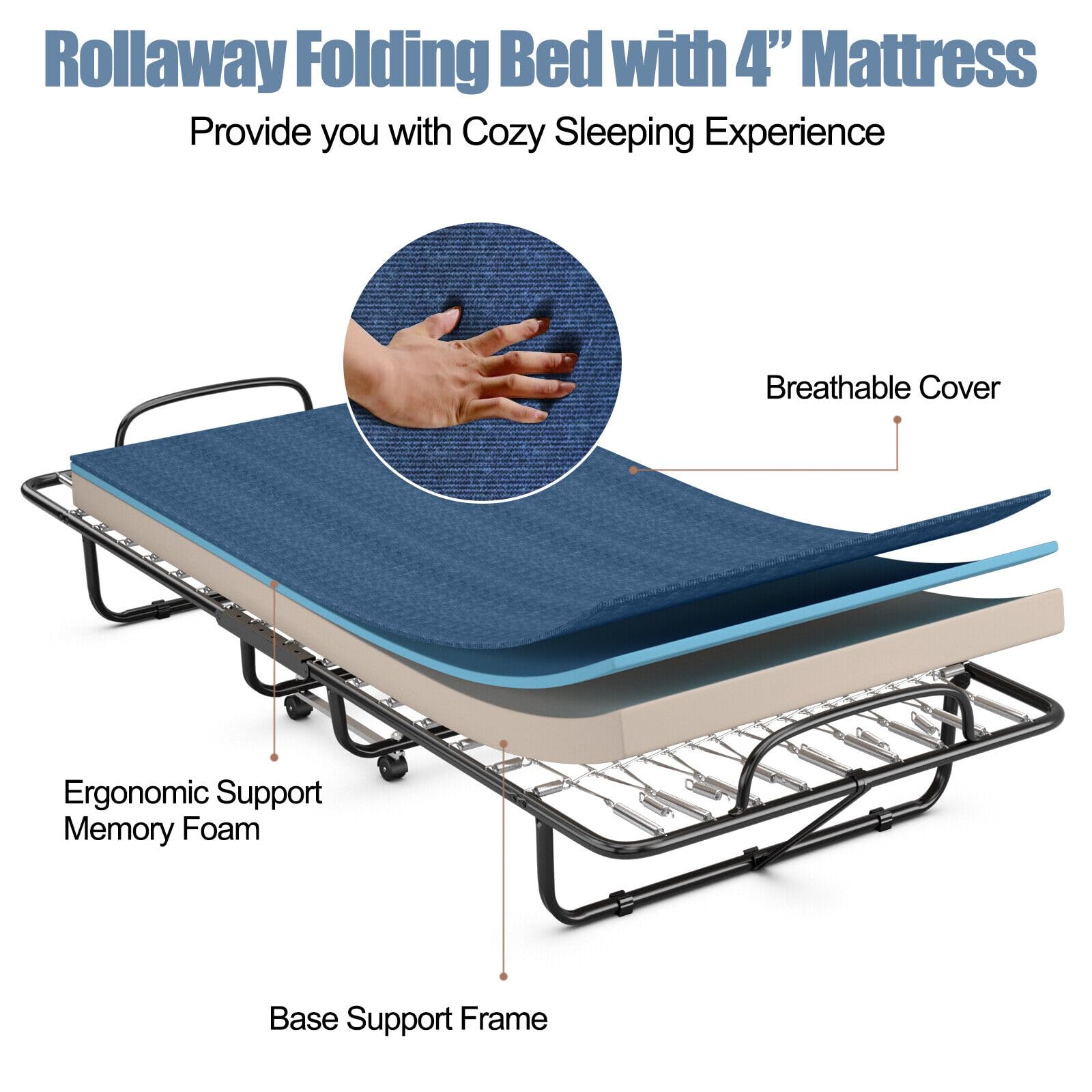 GOFLAME Folding Bed with 4