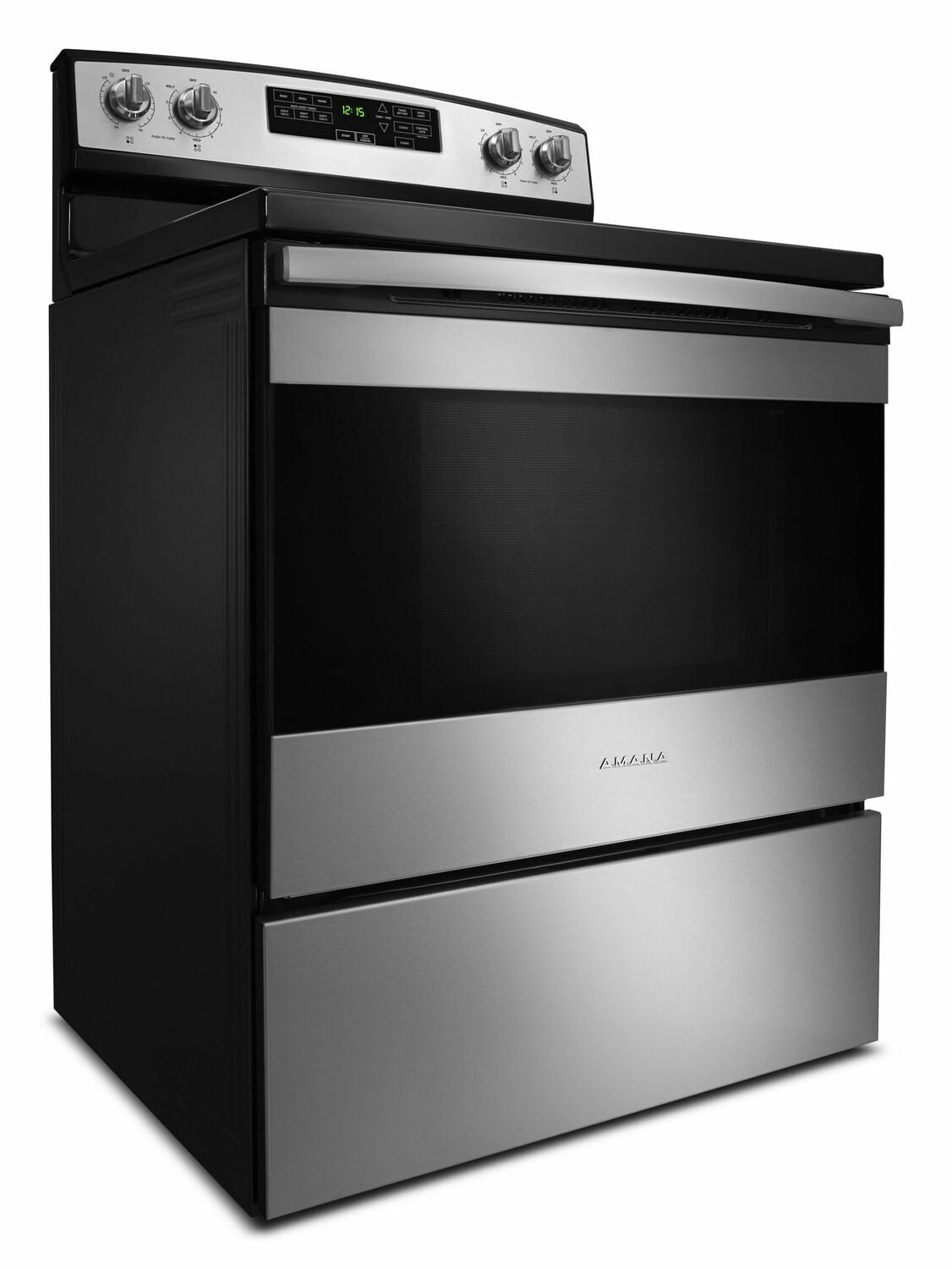 Amana AER6603SFS 30 Inch Electric Range with Self-Clean Option - Black Stainless Steel | Modern Kitchen Appliance for Baking, Roasting & Cooking | Perfect for Home Chefs & Small Families