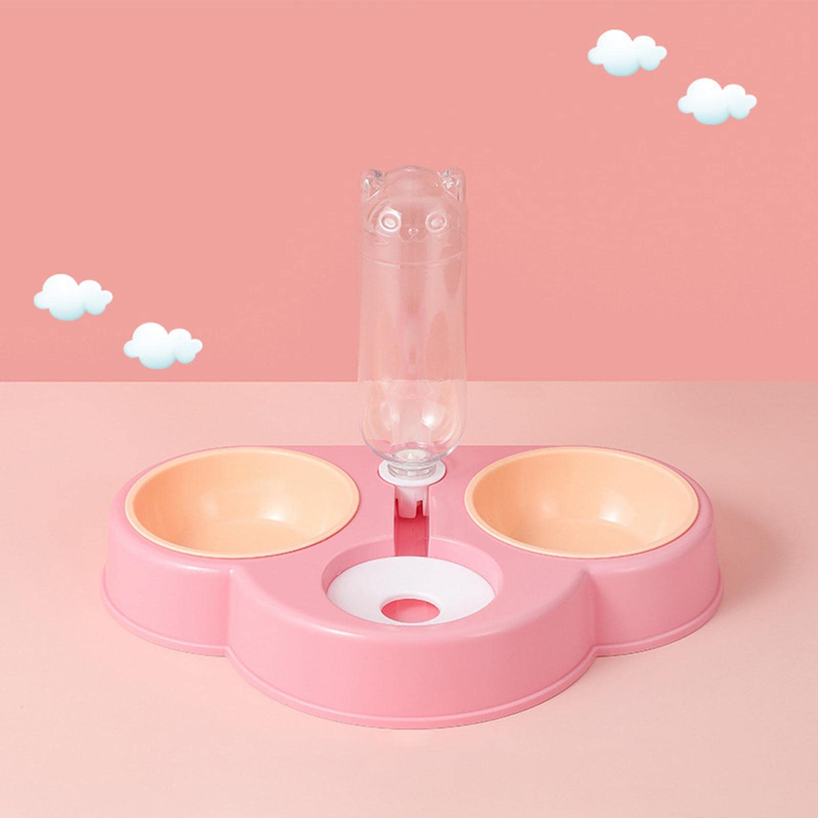 Automatic Pet Feeder with Dual Bowls - Portable Dog & Cat Food Dispenser for Travel, Home & Office - Pink (Lyla) - Perfect for Busy Pet Owners & Multi-Pet Households
