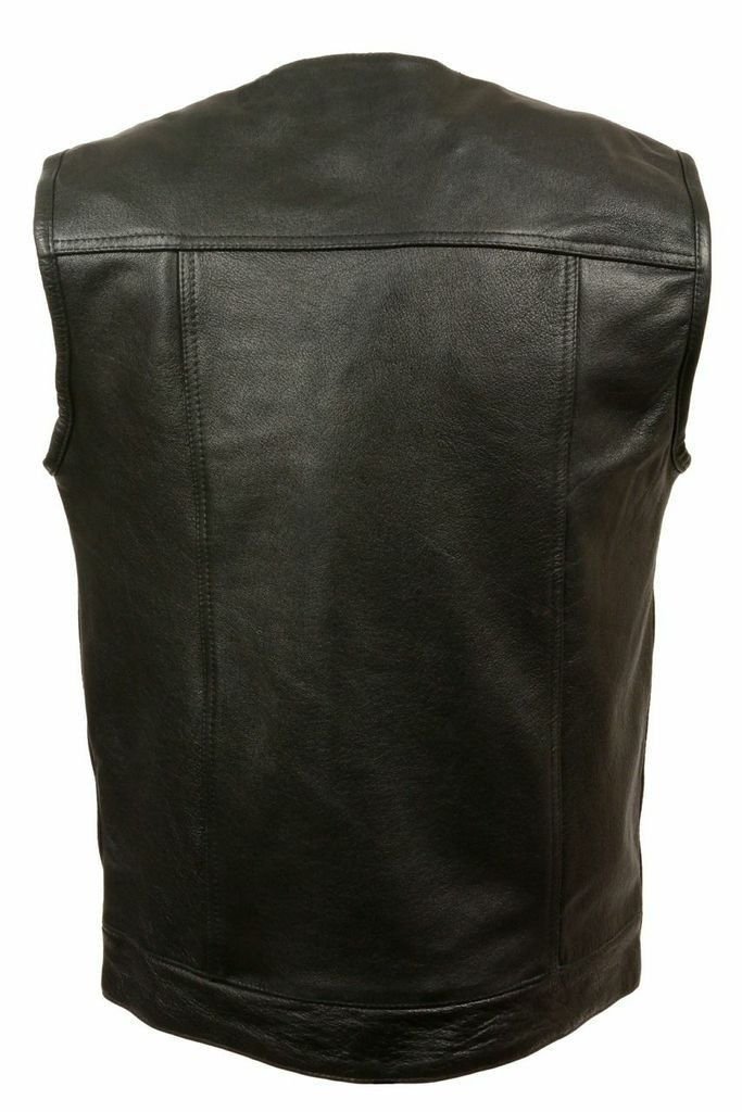 Men's Leather Motorcycle Vest with 1 Gun Pocket & Snap Closure - Inspired by Sons of Anarchy - Perfect for Biker Gangs, Motorcycle Rides & Biker Events