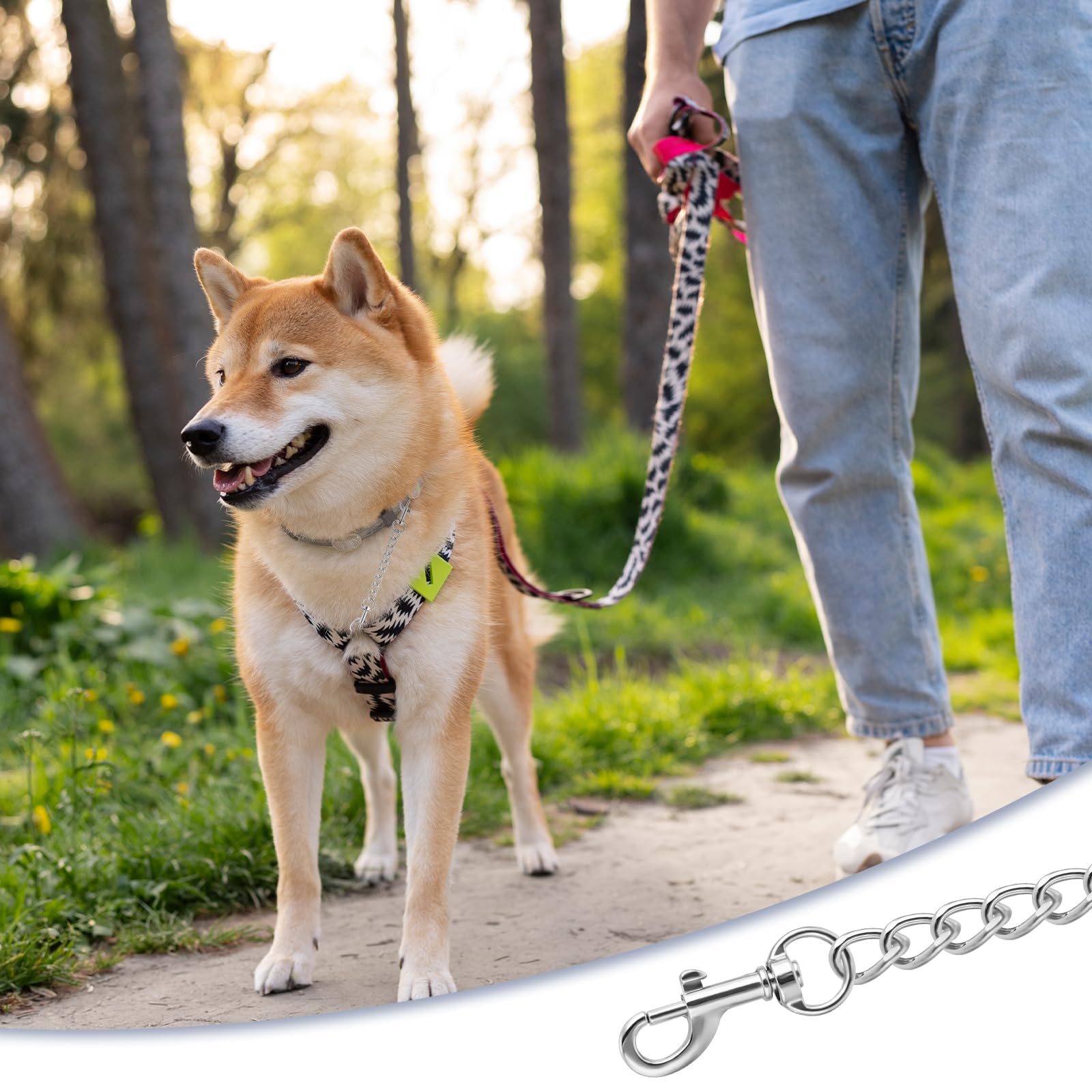 2 PCS Heavy Duty Dog Safety Clips for Prong Collar - 7.1 Inch Metal Backup Collar Connector for Dog Harness, Chain, Strap & Necklace - Secure Double Collar Attachment for Walking, Training & Outdoor Activities