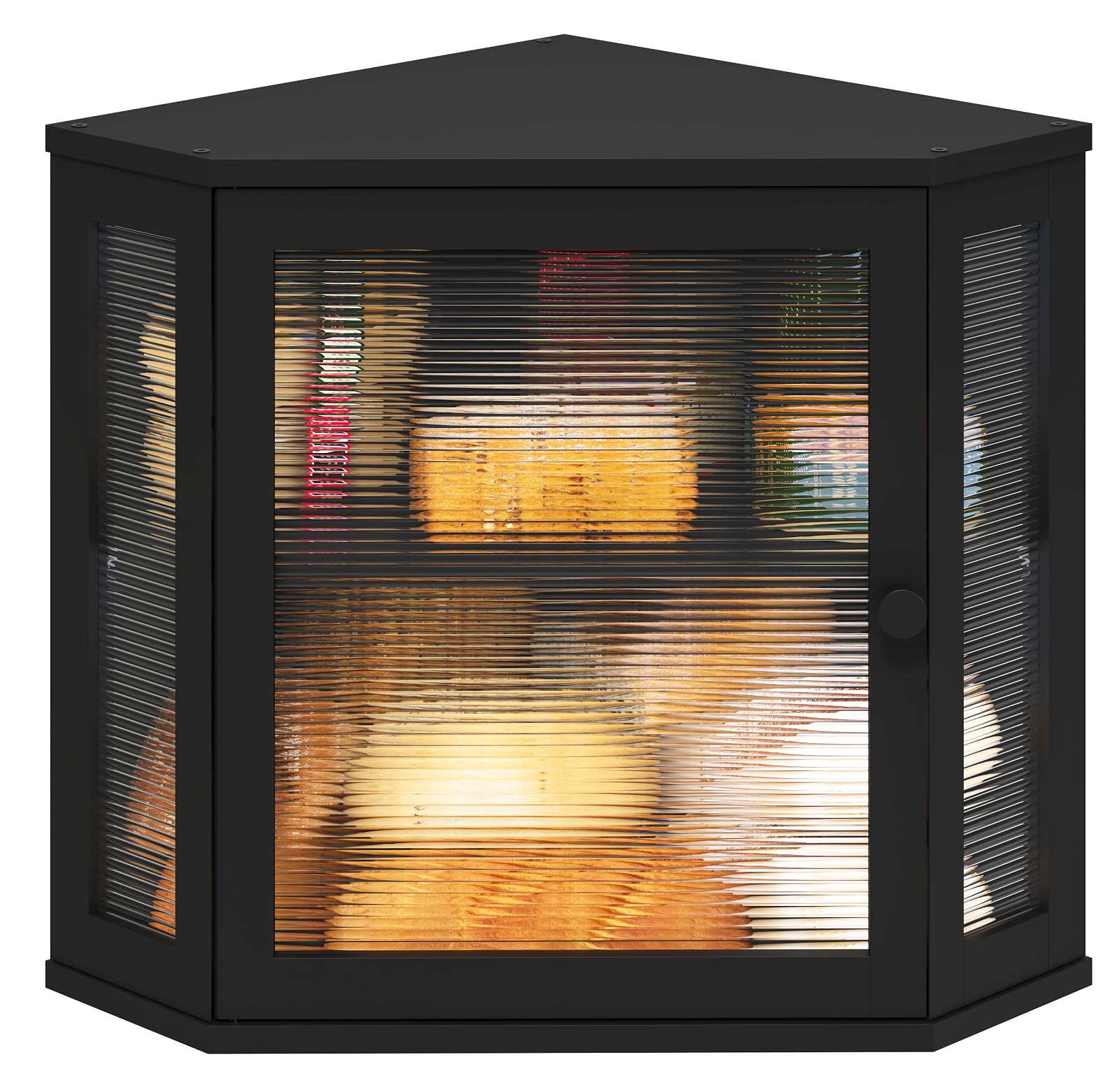 Bamboo Bread Box for Kitchen Counter - Large Capacity Bread Storage Bin with Acrylic Wavy Door Panel - Black Medium Size | Perfect for Organizing Bread, Pastries & Baked Goods on Countertops