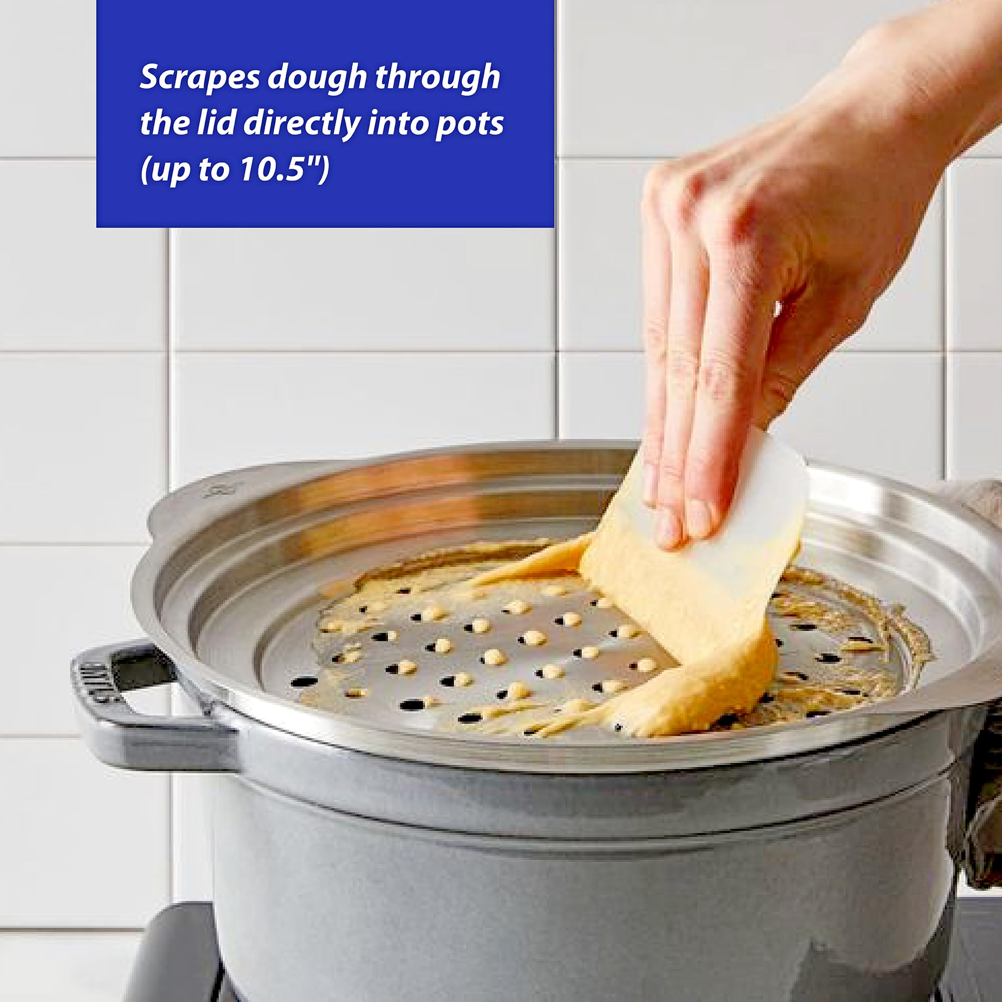 IC Kitchen Spaetzle Noodle Dumpling Maker with Scraper Lid - Fits 10.5 Inch Pots - Perfect for German Cuisine, Homemade Pasta & Dumplings