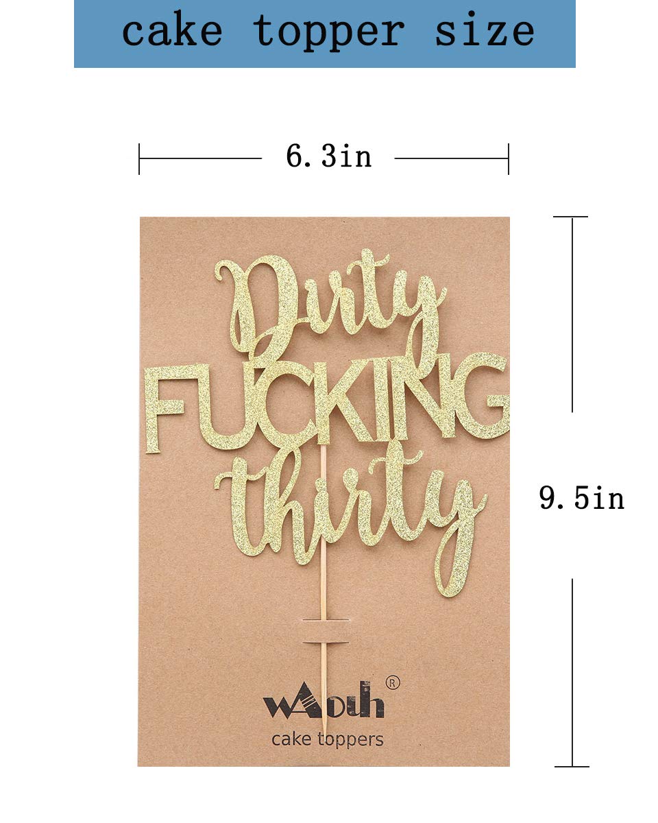 Gold Glitter Dirty Thirty Cake Topper - 30th Birthday Party Decorations for Women & Men | Happy 30th Birthday Cake Decor | Perfect for Dirty Thirty Themed Parties, Milestone Celebrations & Adult Birthday Cakes