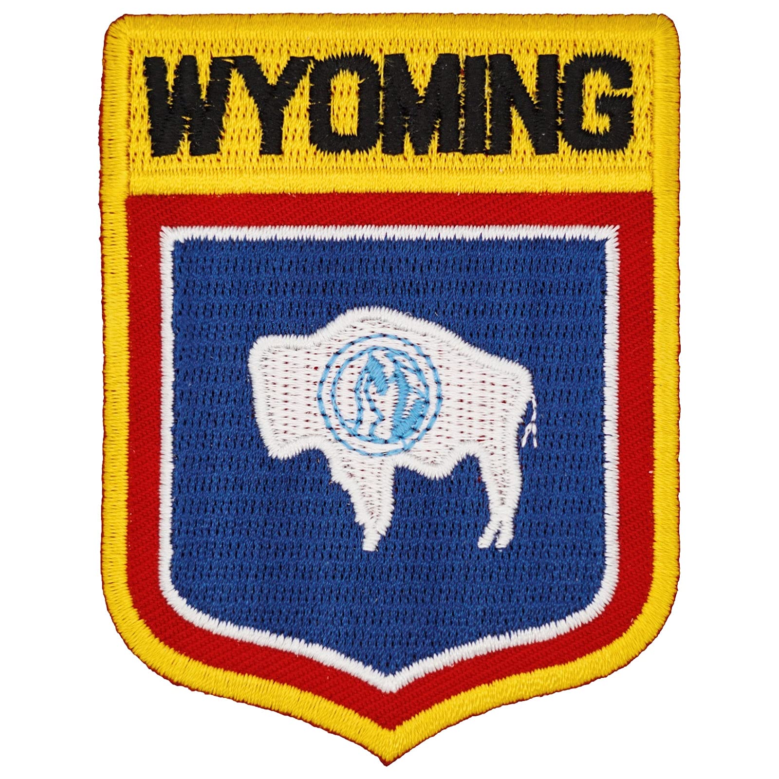 Wyoming State Flag Shield Patch - USA Embroidered Iron-On Patch for Jackets, Hats & Bags - Perfect for DIY Crafts, Souvenirs & Patriotic Decor