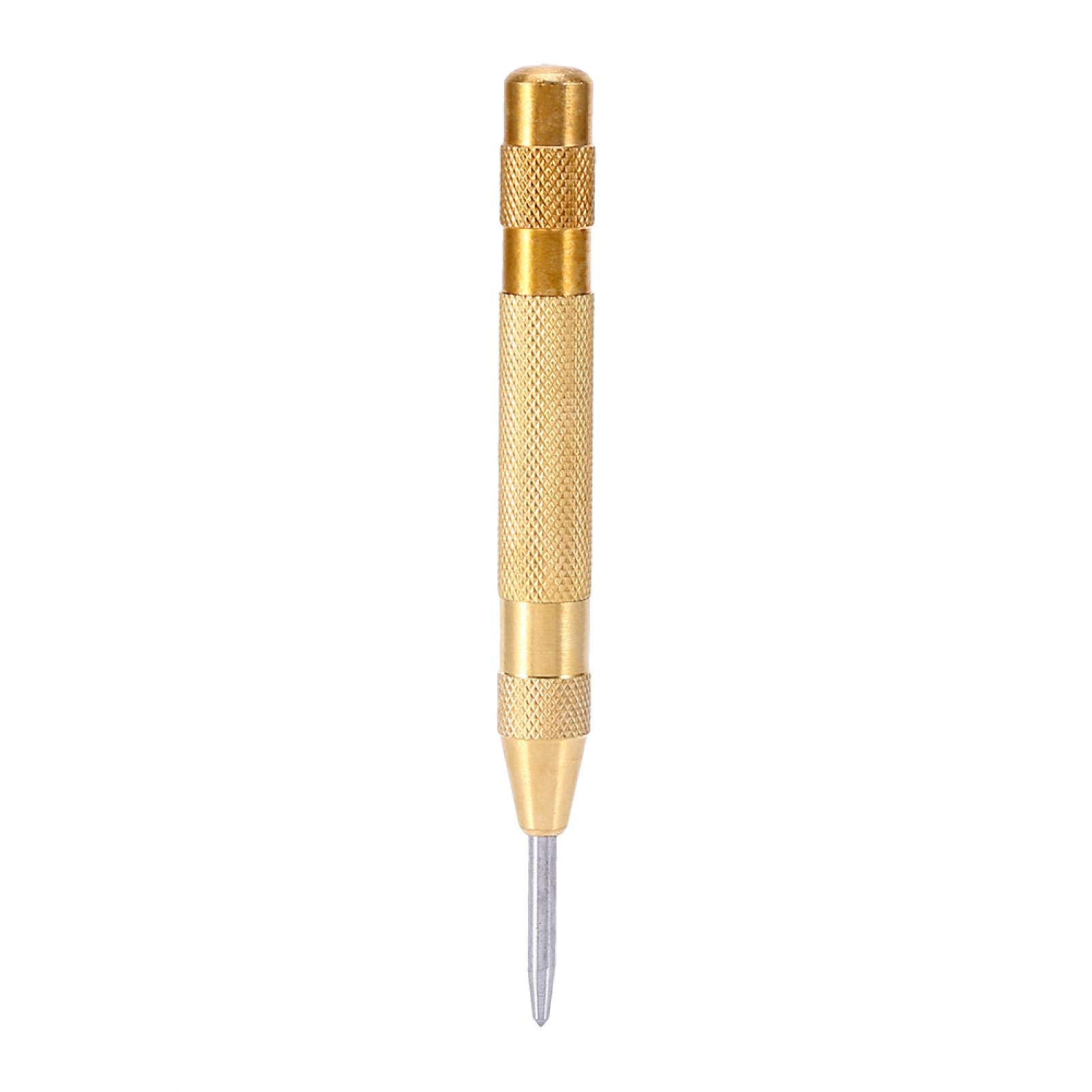 Ginorgee Automatic Center Punch Tool - High-Speed Steel (HSS) Tip, Spring Loaded Brass Body for Precision Metal Marking | Perfect for Metalworking, Jewelry Making & DIY Projects