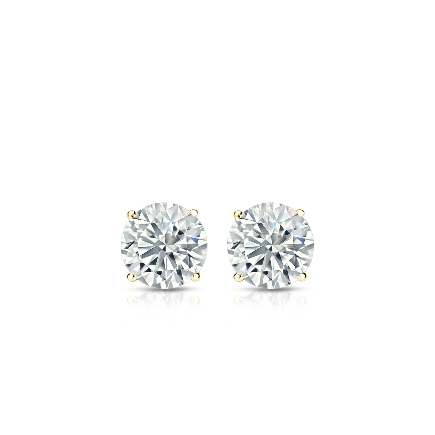 14K Gold Round Diamond Stud Earrings - 1/4 Carat Total Weight (1/4cttw), H-I Color, I2-I3 Clarity - 4-Prong Basket Setting with Push Backs - Perfect for Everyday Wear, Special Occasions & Gift Giving