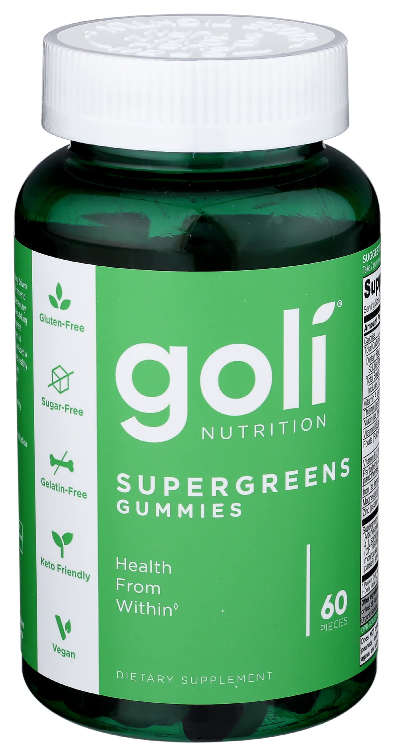 Goli Nutrition Super Greens Gummies - 60 Count | Vegan, Gluten-Free & Delicious Superfood Supplement for Daily Wellness | Perfect for On-the-Go Nutrition & Immune Support