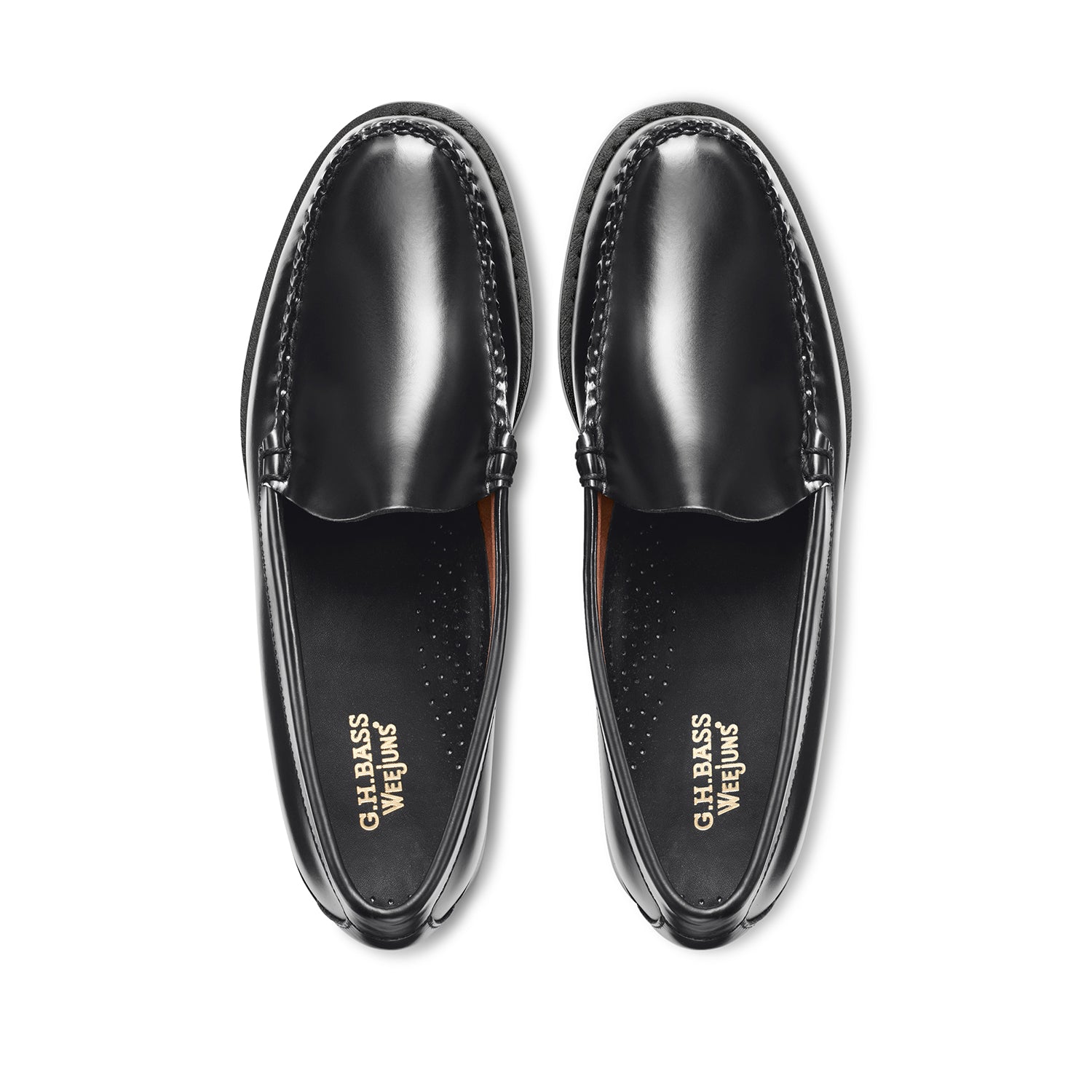 G.H. Bass Men's Venetian Weejun Loafers - Classic Black Leather Slip-On Shoes for Casual & Business Wear | Comfortable & Stylish Footwear for Office, Travel & Everyday Use