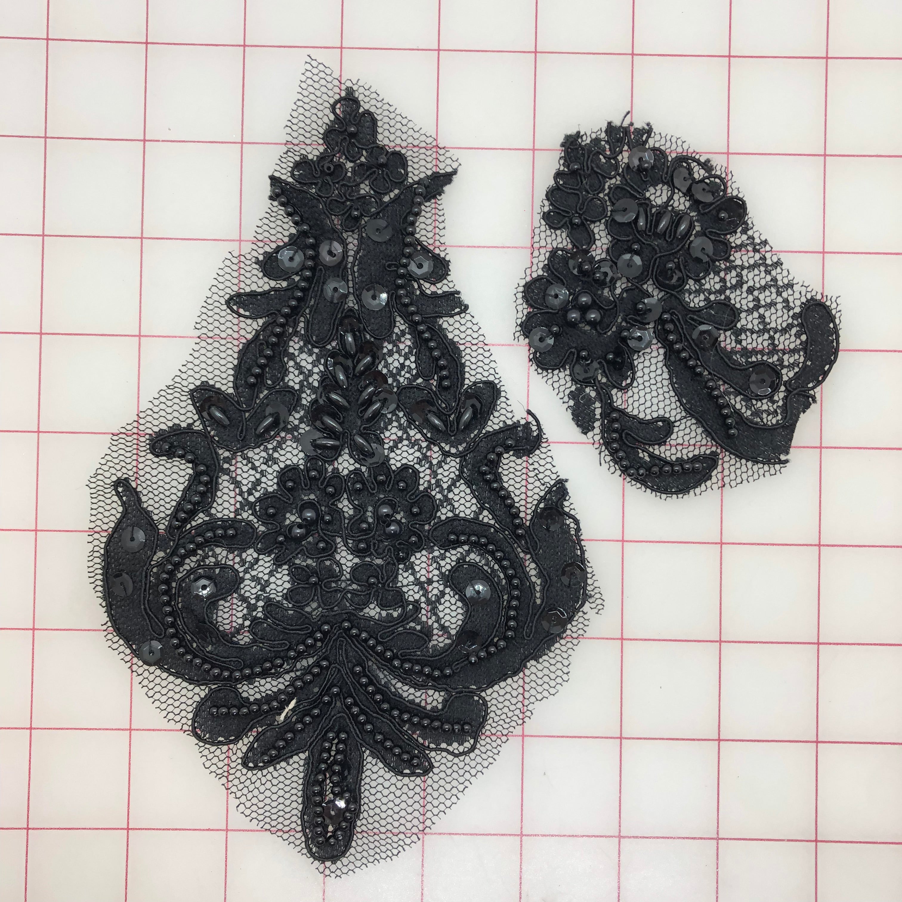 Exquisite Beaded & Sequined Lace Applique Motifs - Black Styles A, B, C, D | Perfect for Wedding Dresses, Evening Gowns & DIY Fashion Projects