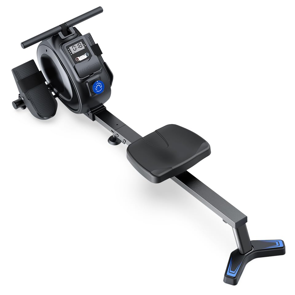 WELLFIT Magnetic Rowing Machine for Home - Compact Foldable Rower with 8-Level Resistance (300lbs Capacity) | Perfect for Small Spaces & Full-Body Workouts | Compatible with Kinomap App for Interactive Training