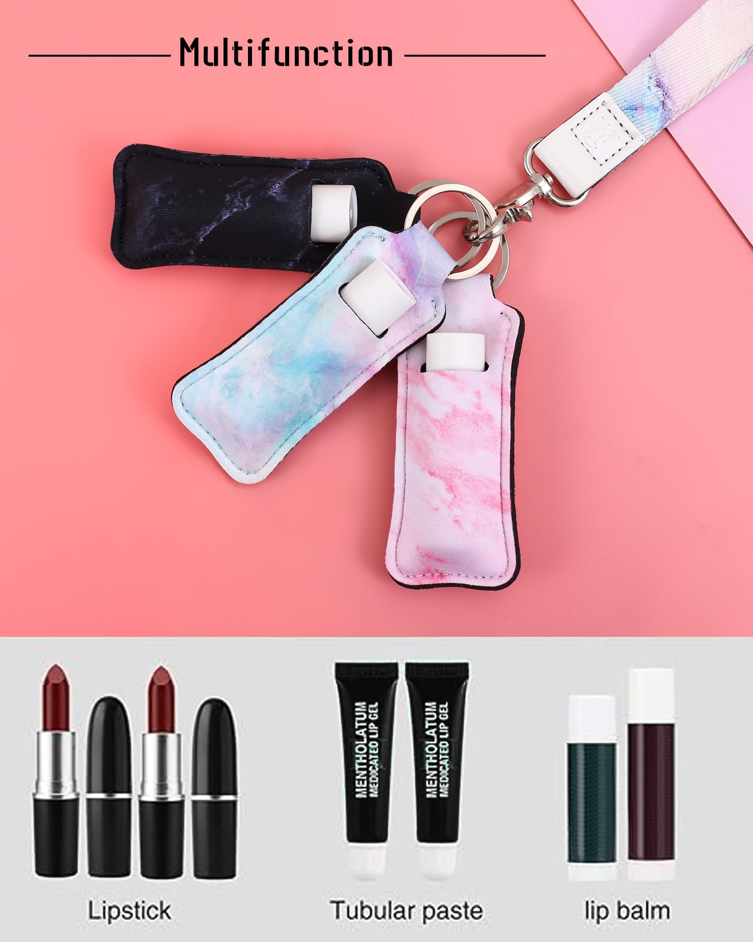 Cute COOKOOKY Lip Balm Keychain Holder with Clip - Portable Chapstick Holder for Keys, Purse & Backpack - Perfect for Outdoor Activities, Travel & Daily Use