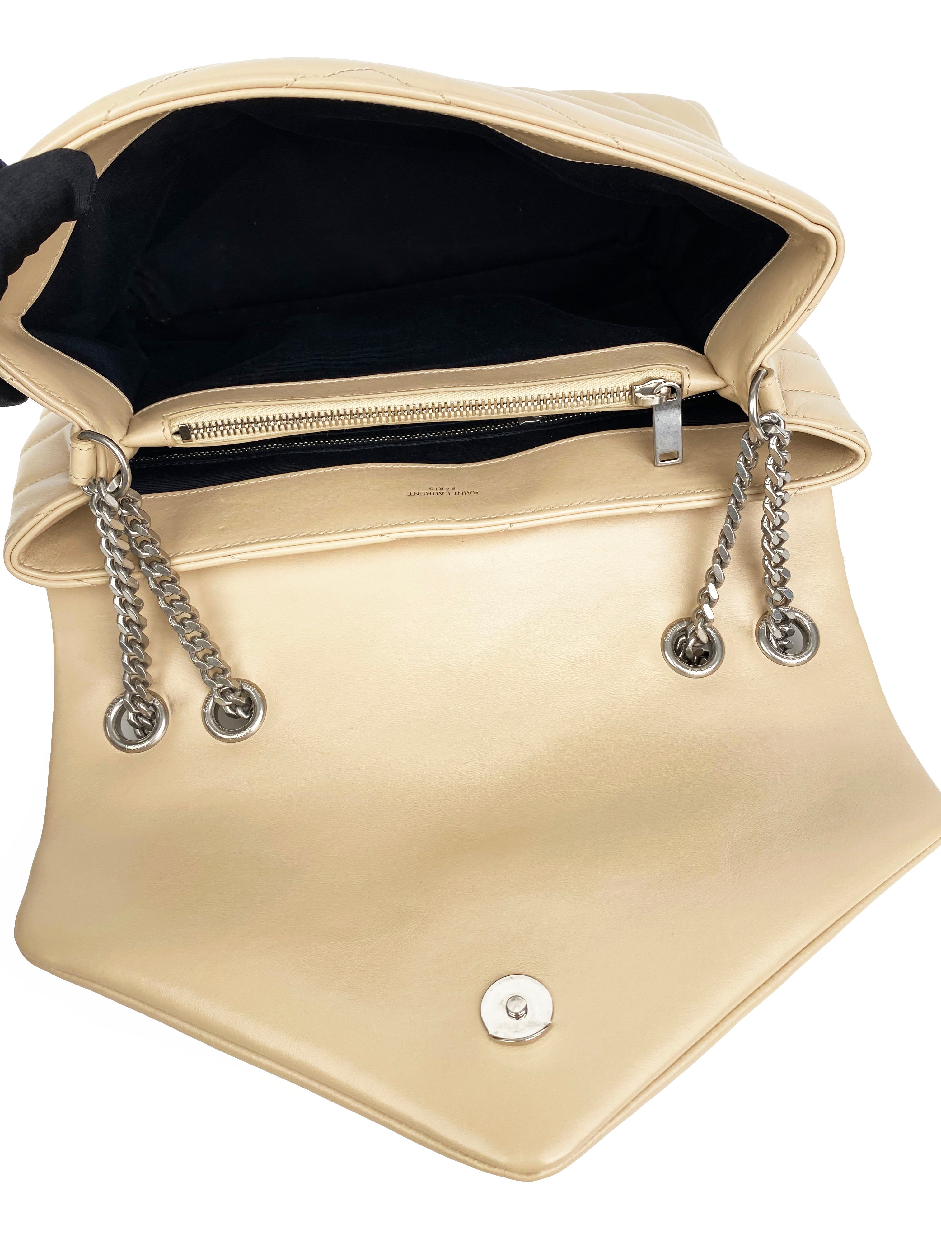 Saint Laurent Medium Beige Loulou Bag - Luxury Designer Shoulder Handbag for Women | Perfect for Work, Evening Events & Everyday Use
