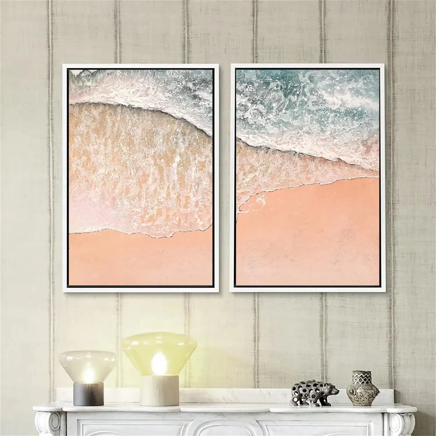 Ocean and Sky Wall Art Set of 2 - Modern Coastal Paintings for Home Decor | Perfect for Living Room, Bedroom & Office