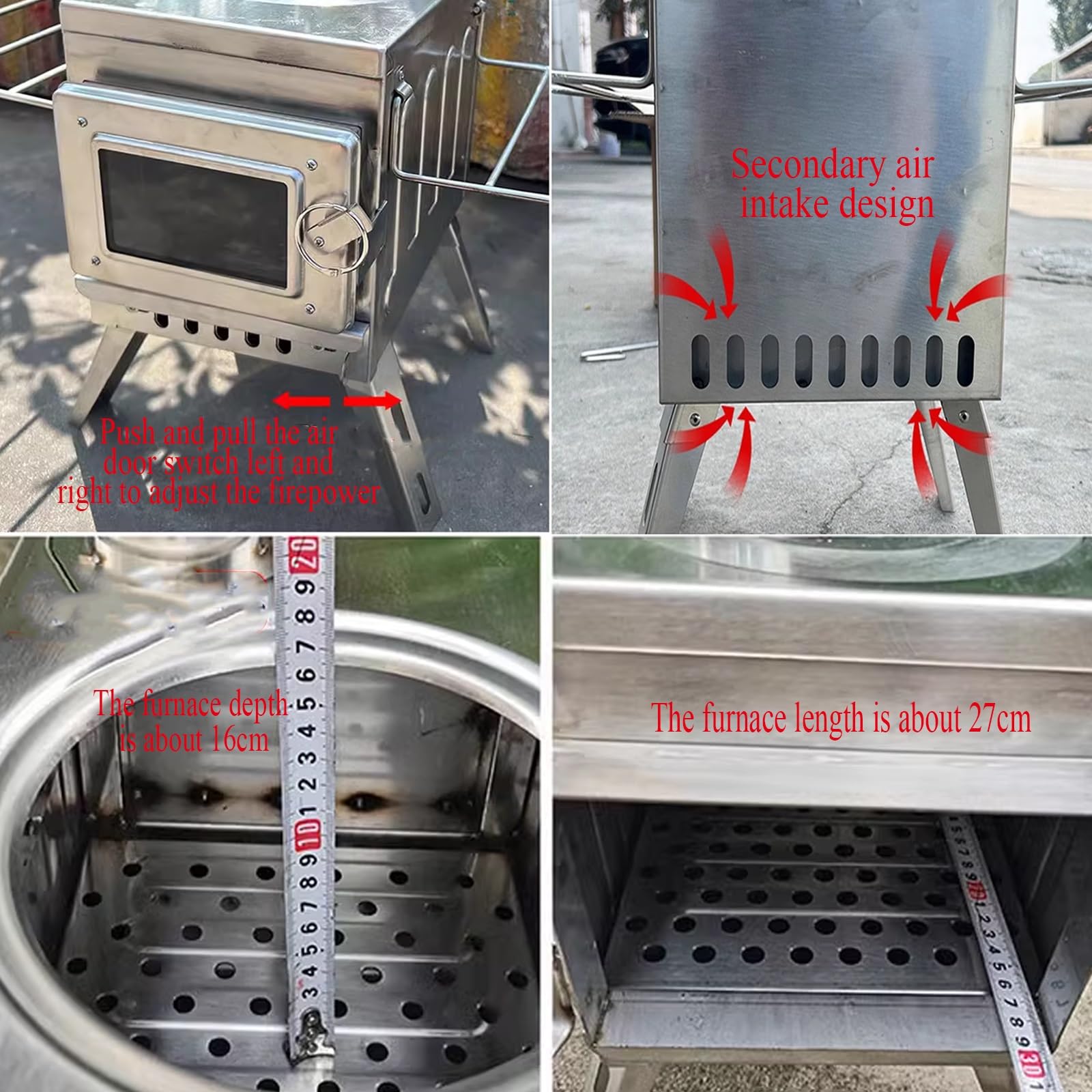 Portable Wood Burning Stove for Camping & Indoor Use - Foldable Legs, Compact Design for Tent Heating & Outdoor Cooking | Perfect for Backpacking, Emergency Preparedness & RV Trips