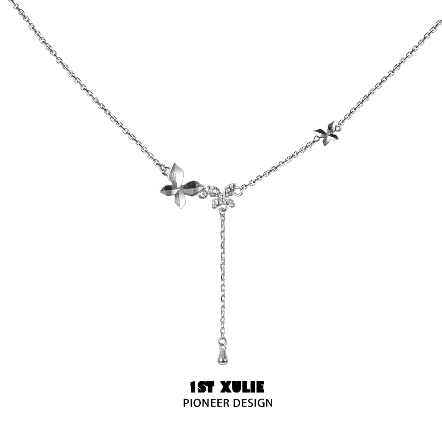 Whiterfly S925 Sterling Silver Butterfly Double Layer Choker Necklace for Women - Elegant Layered Chain Necklace for Party, Wedding, Gift & Everyday Wear