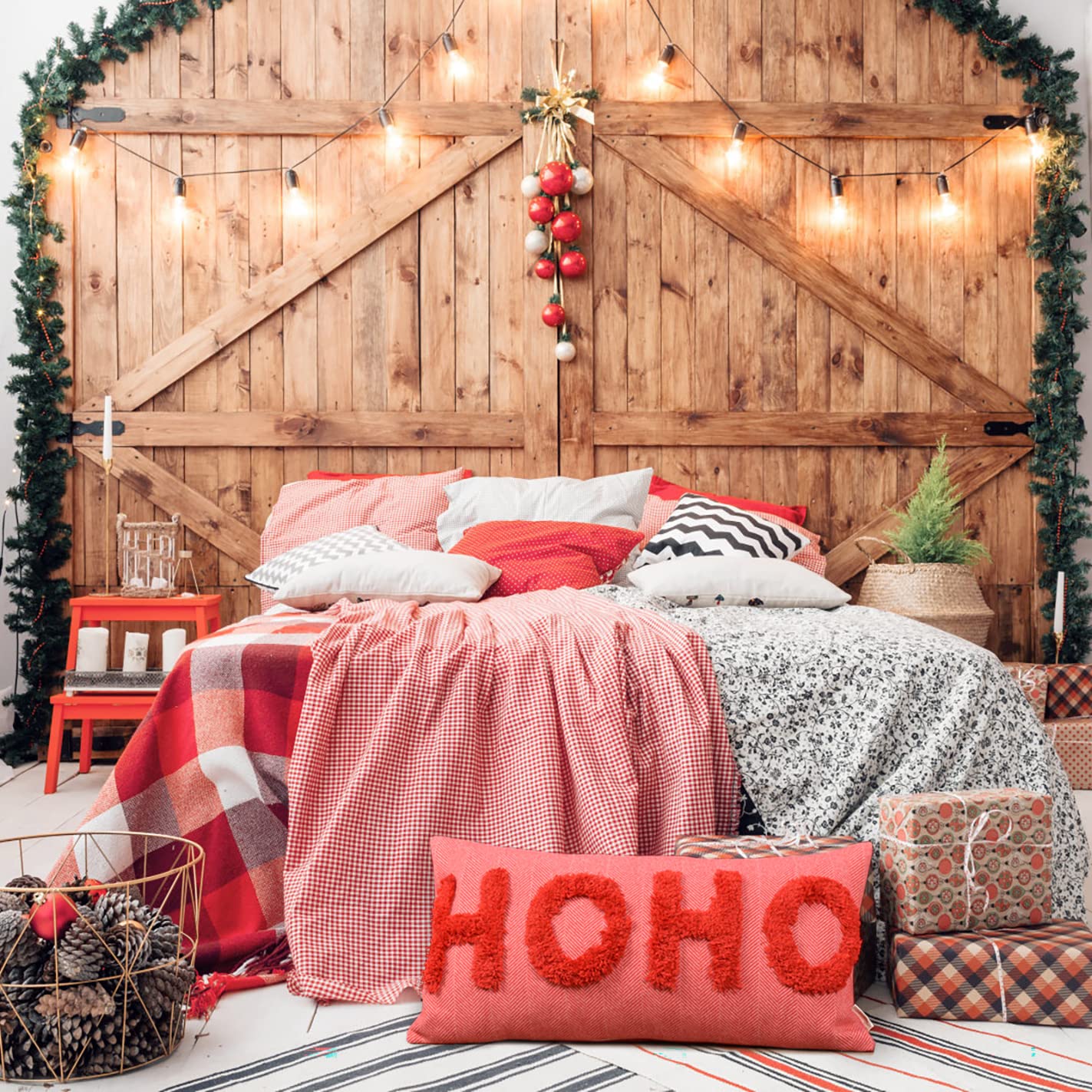Festive Red Christmas Pillow Covers - 12x24 Inch Rectangle Lumbar Throw Pillows for Sofa, Couch & Bed - Holiday Home Decor for Living Room, Office & Christmas Party Decorations
