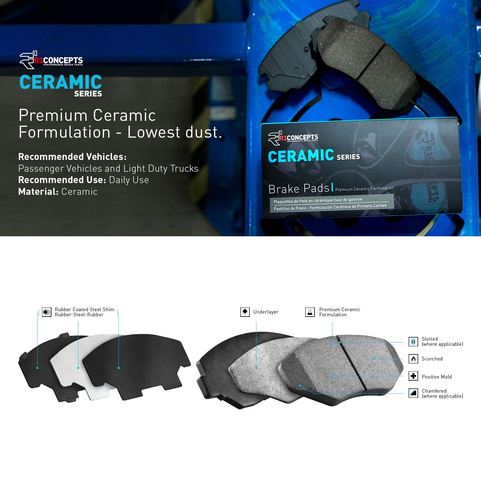 R1 Concepts Premium Ceramic Brake Pads and Rotors Kit - Front & Rear Set for 1999 Volkswagen EuroVan | High-Performance Braking | Ideal for Daily Commuting, Highway Driving & Heavy Loads