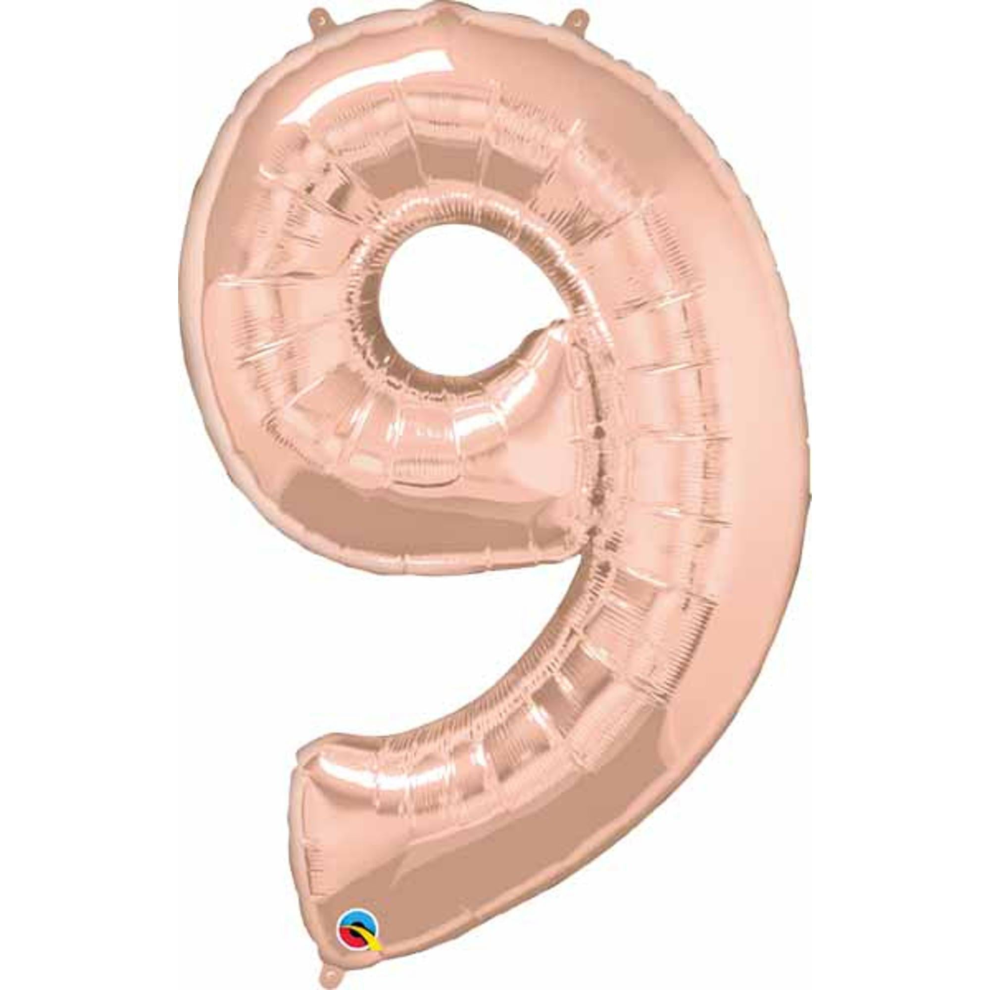 Premium 34-Inch Rose Gold #9 Balloon Pack for Parties, Weddings & Special Events - High-Quality Latex Balloons