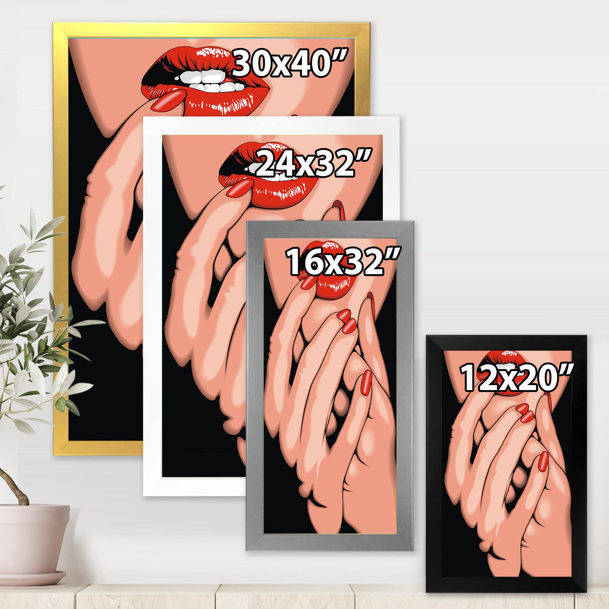 DesignQ Portrait of a Young Modern Woman - Contemporary Framed Wall Art Decor for Living Room, Bedroom & Office | Ready to Hang Home Decor