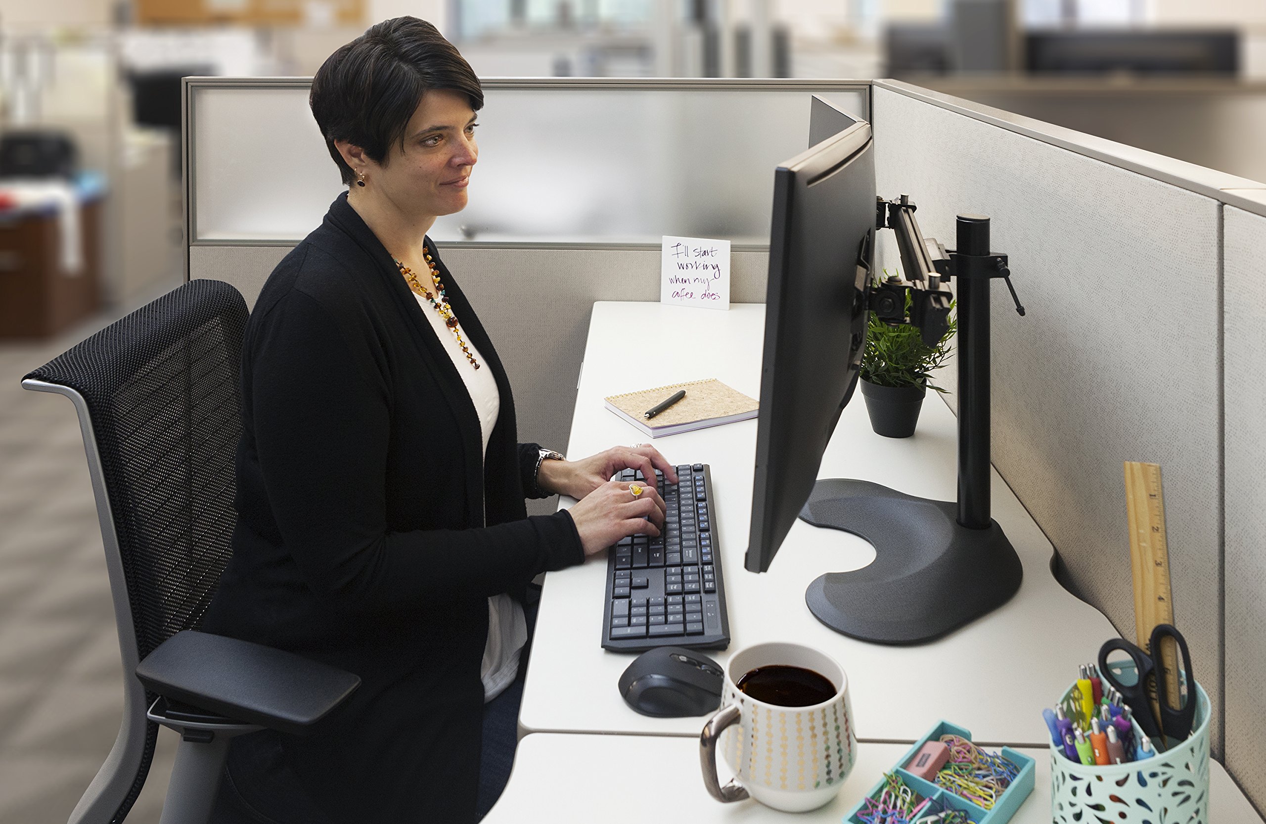 Ergotech Dual LCD Monitor Desk Mount Stand - Adjustable VESA 75/100mm for Two Screens up to 24