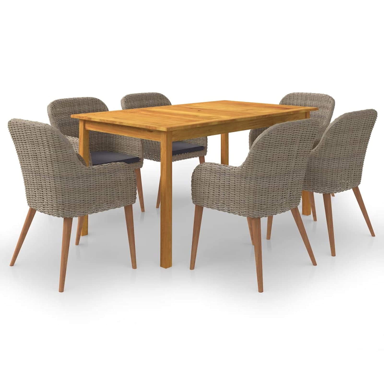 Festnight 7-Piece Outdoor Patio Dining Set with Cushioned Seating - Brown Wicker Conversation Sofa & Dining Table - Perfect for Backyard BBQs, Garden Parties & Poolside Relaxation