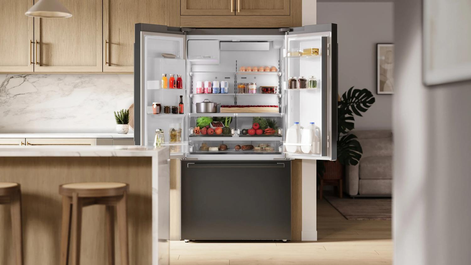 Bosch B36CD52SNB 500 Series 36-Inch French Door Refrigerator - Black Stainless Steel, No Frost, Energy Efficient, Spacious Interior for Large Families | Perfect for Modern Kitchens & Entertaining