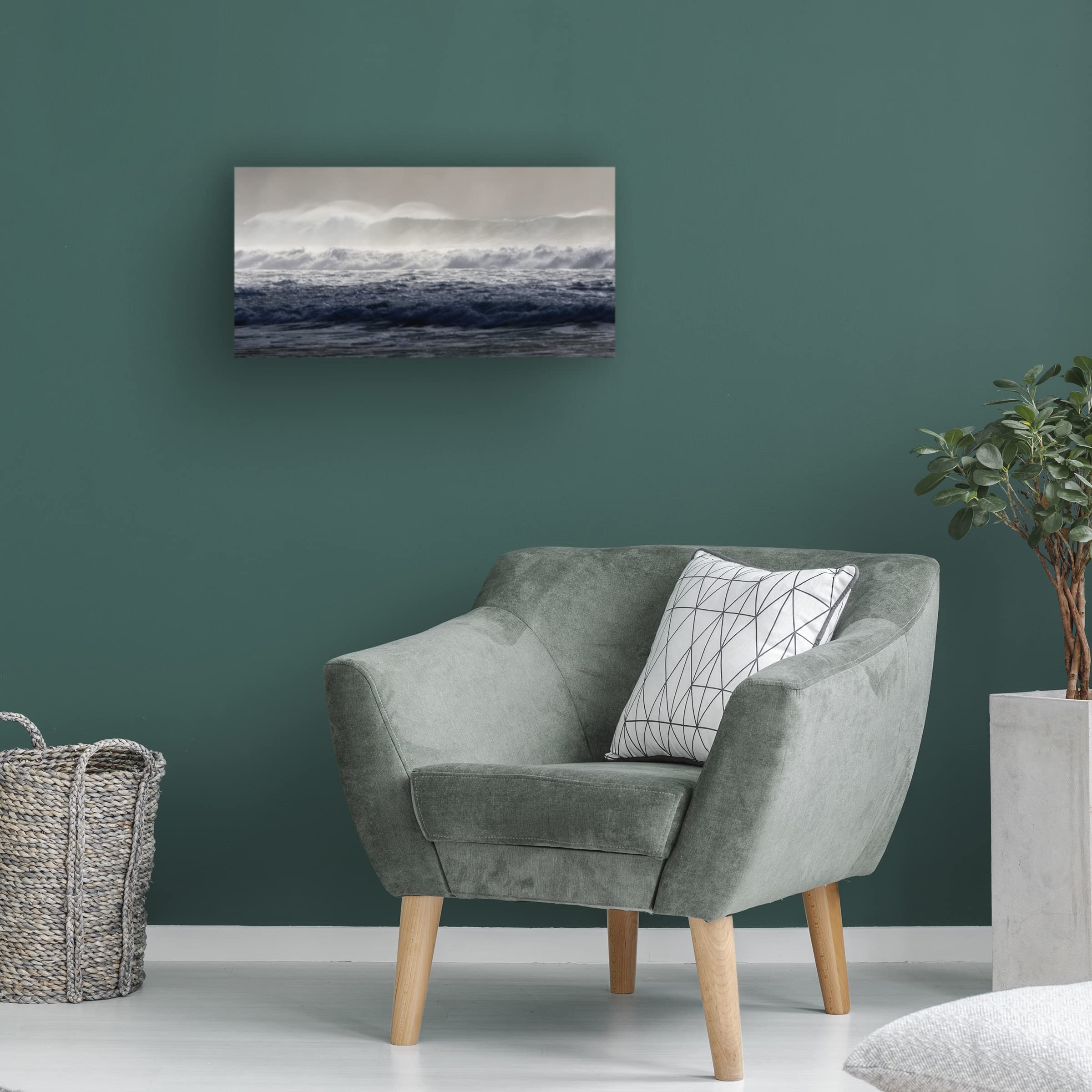 Trademark Fine Art 'Go With The Waves 2' Canvas Wall Art Print by Beata Czyzowska Young - Modern Ocean Wave Painting for Living Room, Bedroom & Office Decor