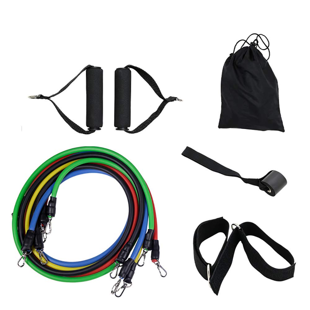 Gnova Resistance Band Set - 5 Stackable Heavy Duty Exercise Bands with Door Anchor, Foam Handles, Ankle Strap & Carrying Case for Home Workouts, Physical Therapy & Strength Training - Perfect for Gym, Yoga, Pilates & Rehabilitation Exercises