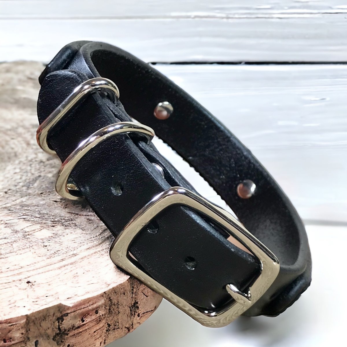1 Wide Dog Collar - Double Layer Leather with Nameplate - Durable & Stylish Pet Accessory for Walks, Training & Everyday Use