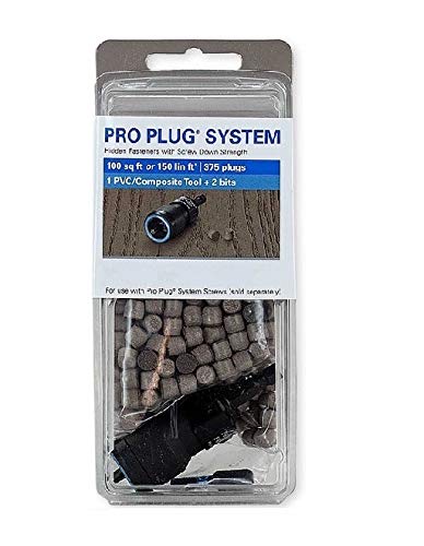 Pro Plug PVC Plugs & Tool Kit for AZEK® English Walnut Decking - 375 Plugs Covers 100sq ft - Durable Deck Fastener Solution for Outdoor Wooden Decks, Patios & Fences