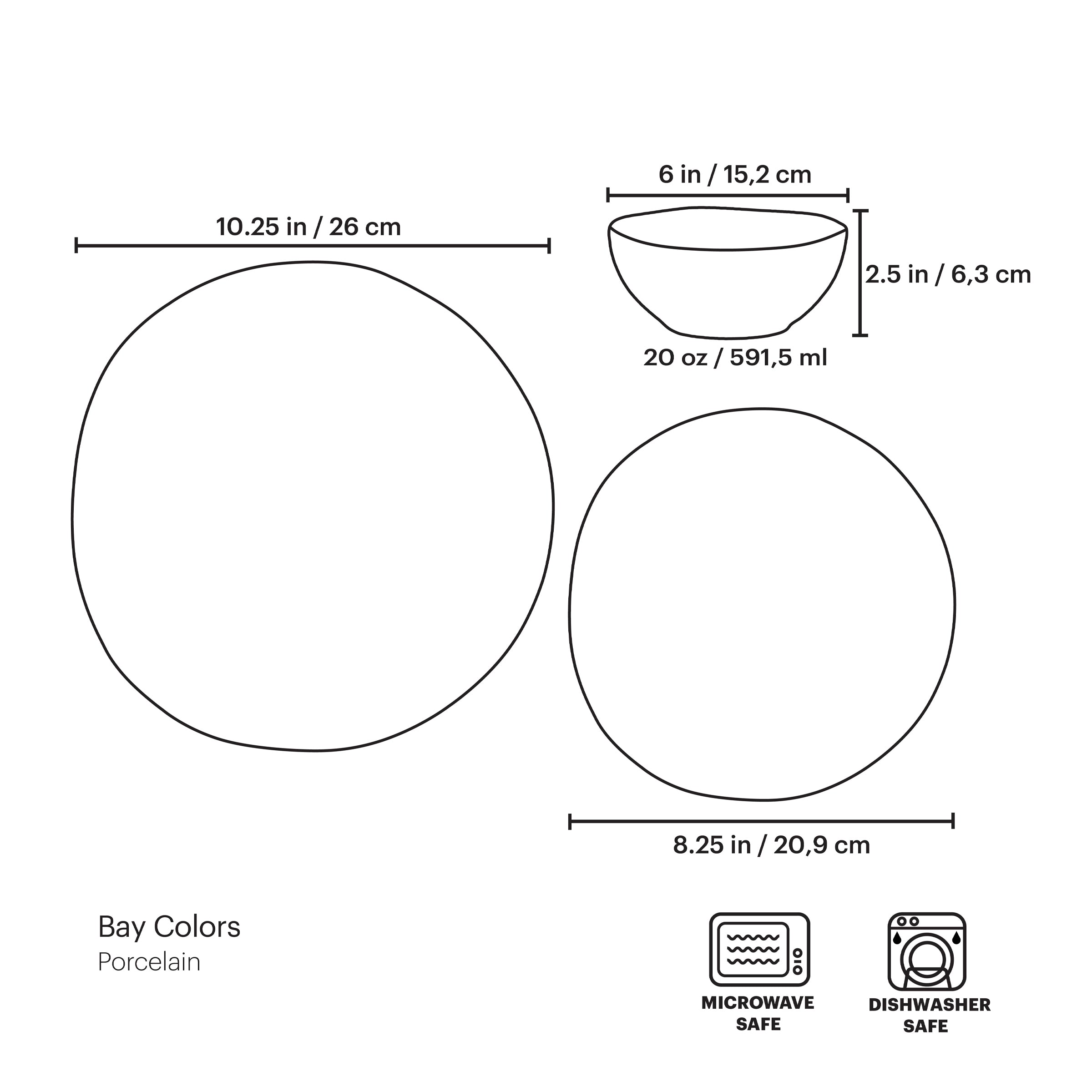 Bay Colors 12-Piece Dinnerware Set in Classic White - Elegant Dinner Plates, Salad Plates, Bowls & Mugs - Perfect for Family Dinners, Parties & Restaurant Use