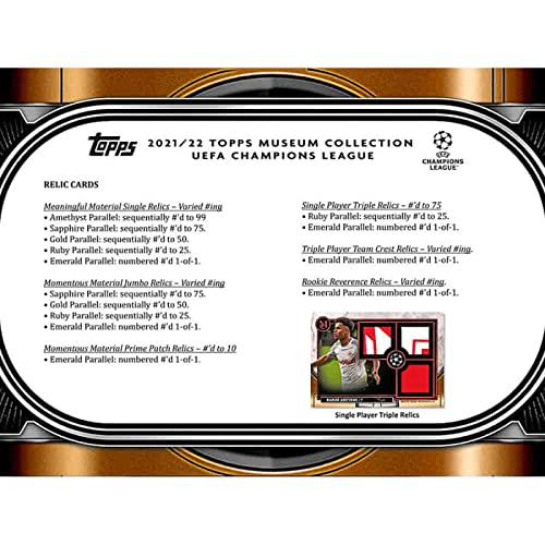 2021-22 Topps UEFA Champions League Museum Collection Soccer Trading Cards - 1 Pack with 8 Cards Including 1 Autograph - Perfect for Soccer Fans & Collectors - Great for Display, Gifts, and Investment