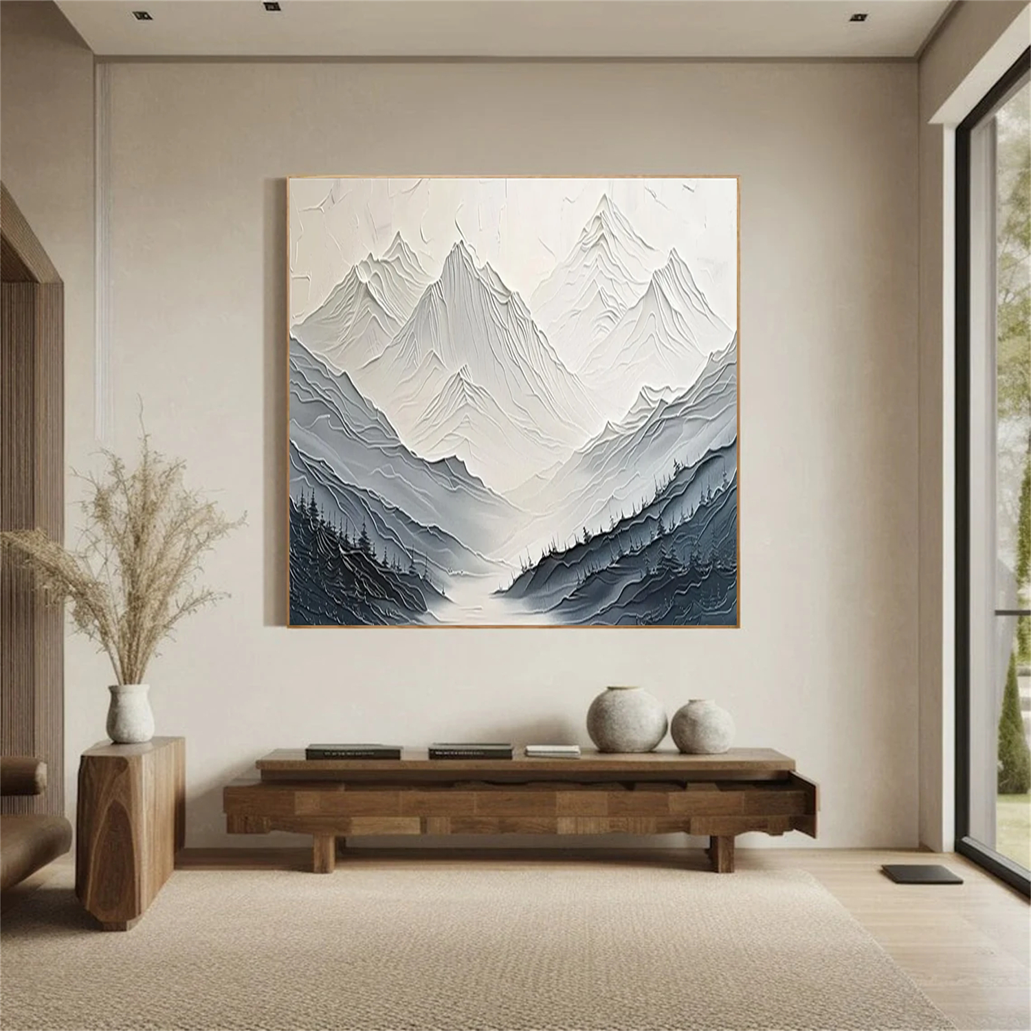 Custom Square Plaster Art Textured Painting - Handmade Wall Decor for Living Room, Bedroom & Office - Modern Abstract 3D Wall Art #MM255 | Perfect for Home Decor, Gifts & Interior Design