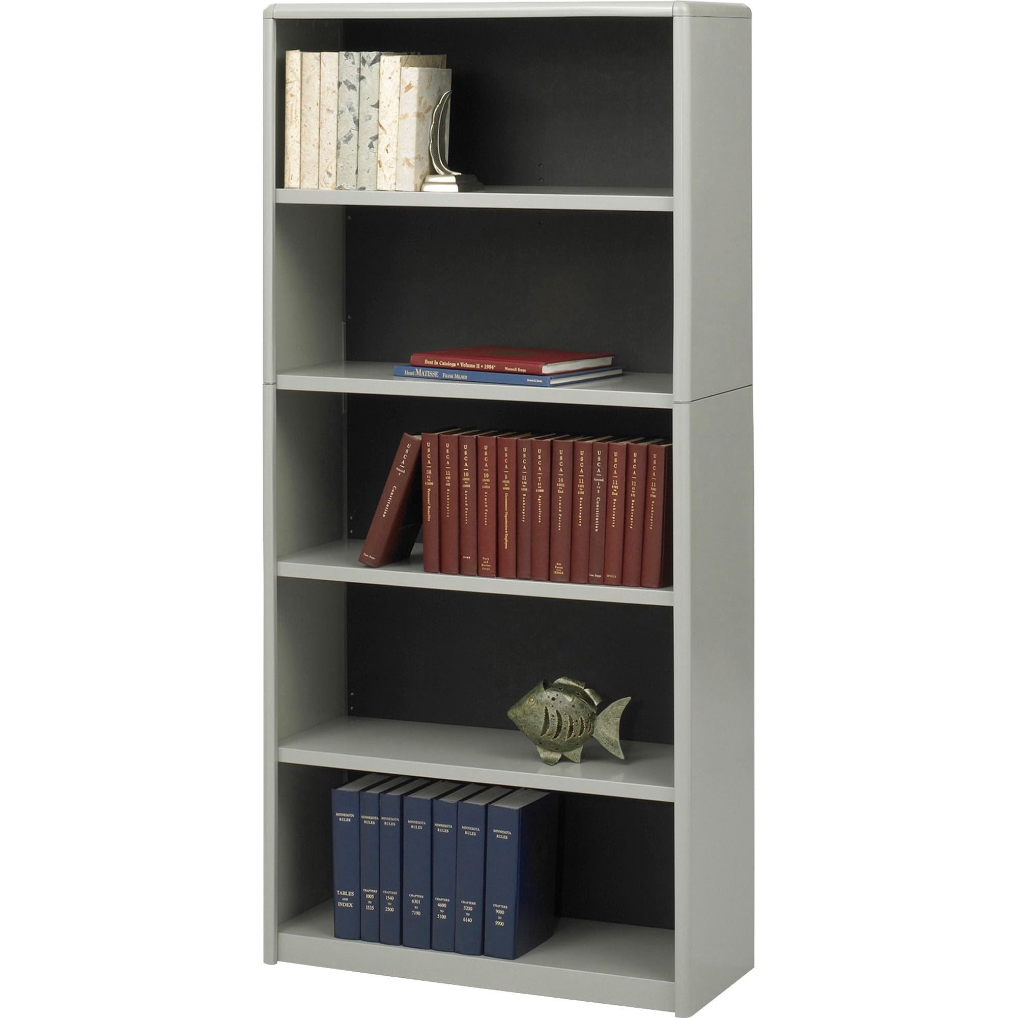Safco Products 7173GR ValueMate 5-Shelf Economy Bookcase in Gray - Perfect for Home Office, Classroom & Library Storage Organization