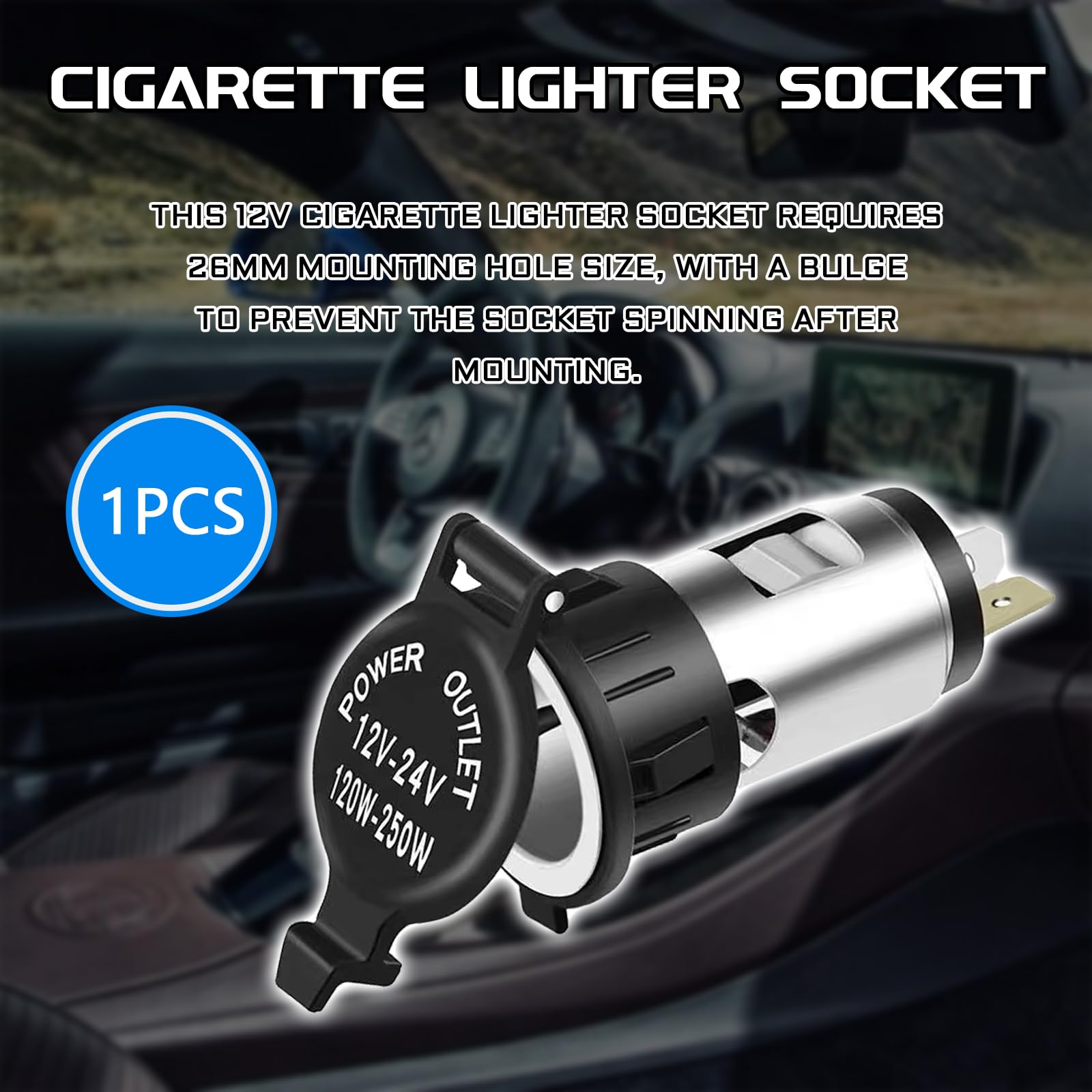 12V Universal Waterproof Car Cigarette Lighter Socket Adapter with Extension Cable - Durable Power Outlet Replacement for Cars, Trucks, RVs & Boats | Perfect for Charging Phones, GPS, Dash Cams & Portable Devices On The Road