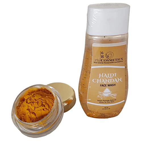 6 R Cosmetics Turmeric Face Wash for Acne - Deep Cleansing Daily Facial Cleanser for All Skin Types | Natural & Youthful Glow | Perfect for Morning & Night Skincare Routine