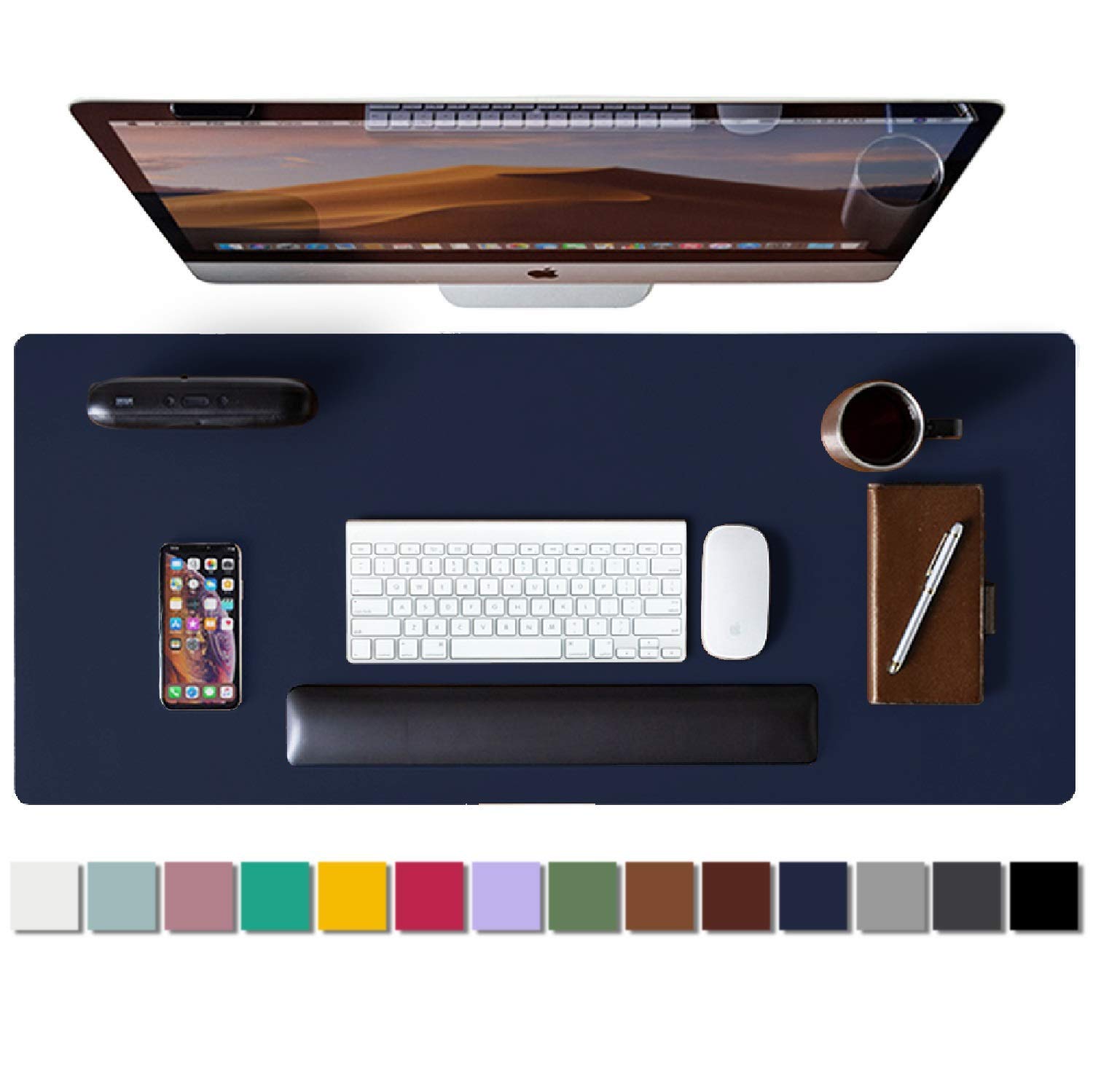 Premium Leather Desk Pad & Monitor Stand - Ergonomic Office Accessory for Laptop, Keyboard & Workspace Organization - Perfect for Home Office, Gaming & Study Setup