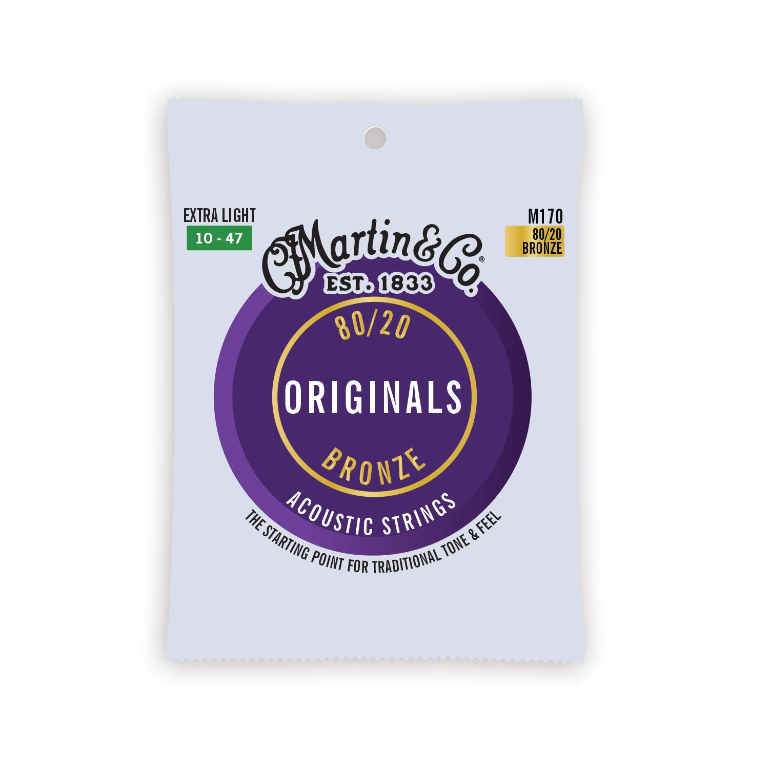 Martin Guitar Original Acoustic M170 Strings - 80/20 Bronze Extra Light-Gauge for Acoustic Guitars | Perfect for Fingerstyle, Recording & Live Performances