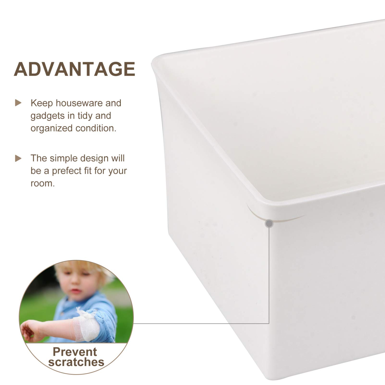 2-Pack White Plastic Storage Boxes with Lids - Cabilock Clamshell Organizer for Office Pens, Cosmetics, Sundries & Clothes | Desktop Storage Bin, Child-Safe PP Containers | Perfect for Home, Office & Dorm Organization