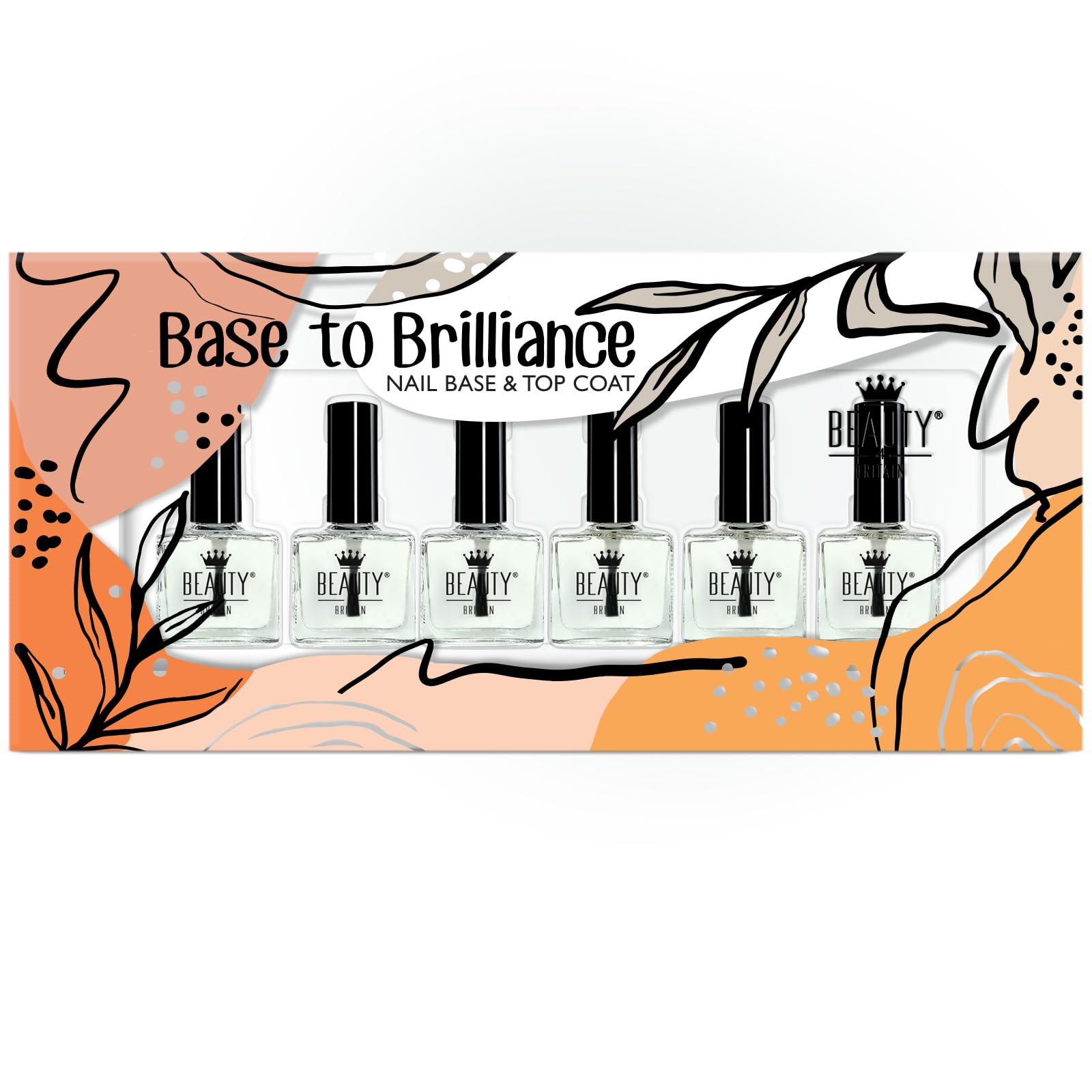 24-Pack Base Coat & Top Coat Nail Polish Set - 2-in-1 Clear Nail Varnish for Smoothing, Fixing & Protecting (10ml Each) - Wholesale Beauty Supply by Beauty4Britain - Perfect for Salons, DIY Manicures & Gift Giving