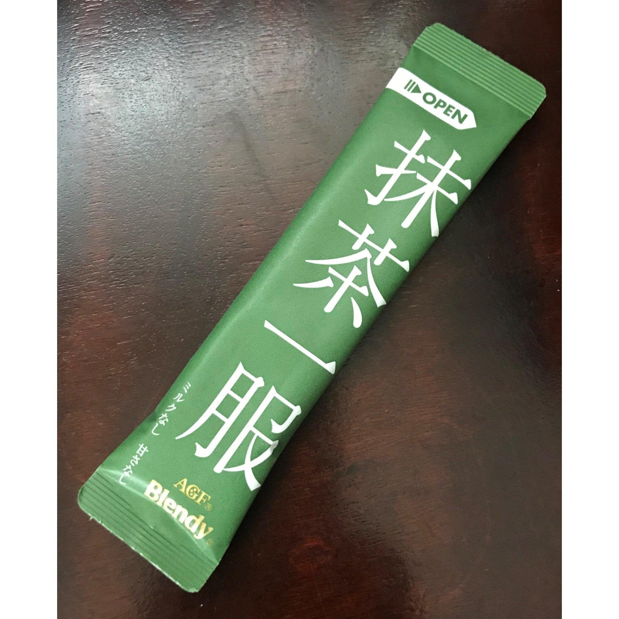 AGF Blendy Sugar Free Matcha Green Tea Powder 4 Sticks - Healthy Japanese Matcha Drink Mix for Weight Loss & Energy Boost - Perfect for Office, Gym & Home Use