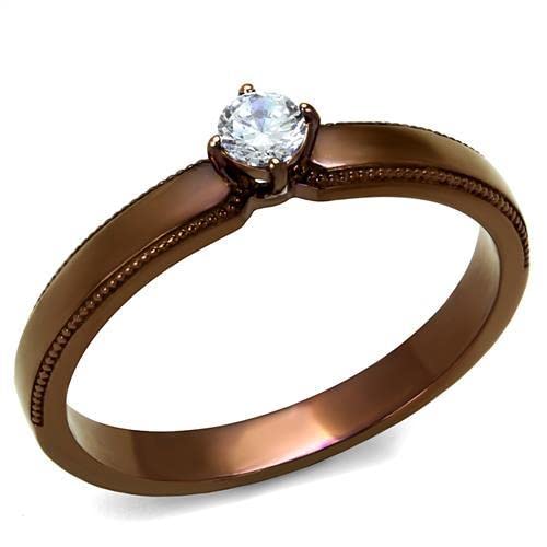 Zawadee TK2611 Stainless Steel CZ Ring for Coffee Lovers - Elegant & Durable Jewelry