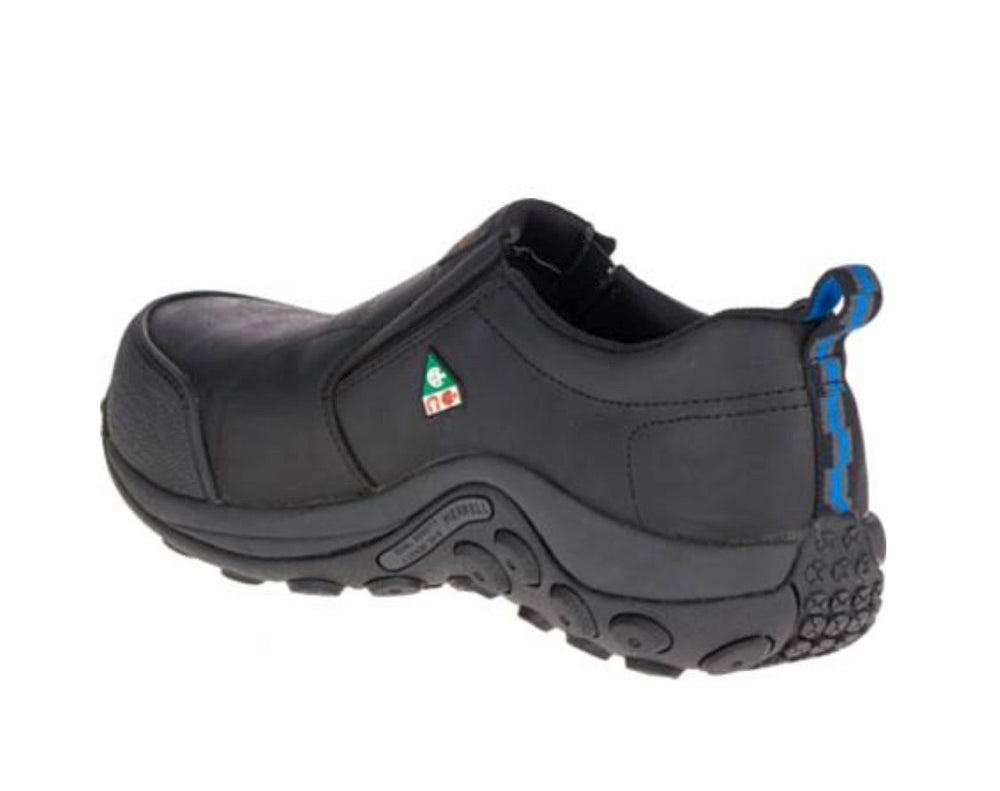 Merrell Jungle Moc Unisex Composite Toe Slip-On Work Shoes - Black (J003347) | Waterproof & Slip-Resistant for Construction, Warehouse & Outdoor Work