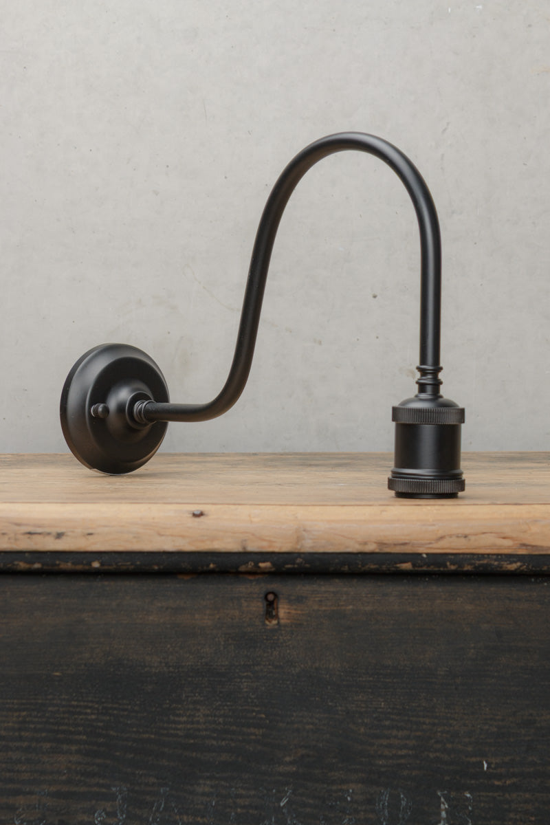 Outdoor Gooseneck Wall Sconce with E27 Lampholder - Weatherproof Exterior Lighting for Porch, Patio, Garage & Garden