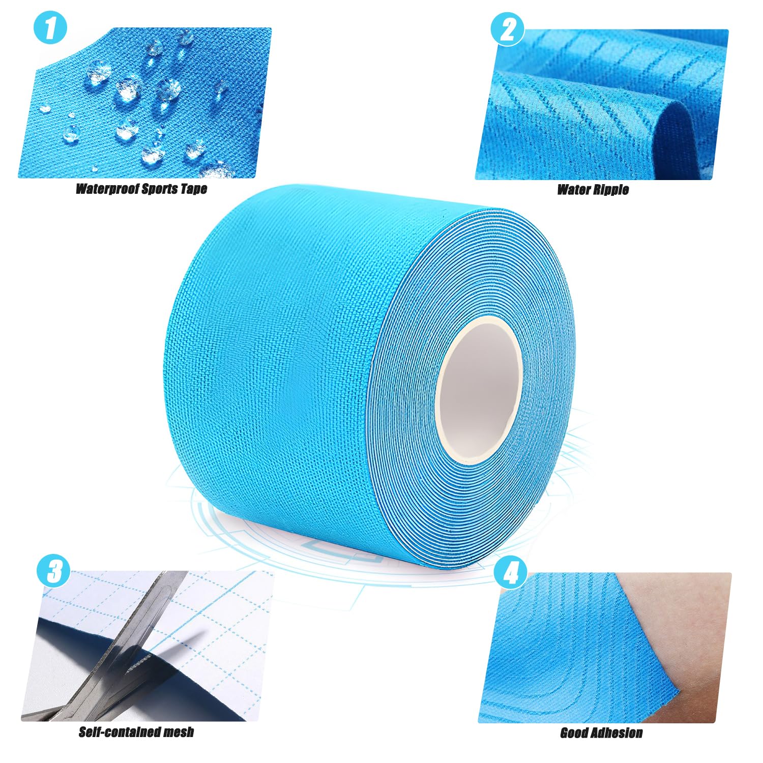 ZSMJAER Kinesiology Tape 2 Rolls (Blue & Pink) - 5m x 5cm Elastic Waterproof Athletic Tape for Shoulder, Knee, Neck & Muscle Pain Relief - Perfect for Sports Recovery, Physical Therapy & Injury Support