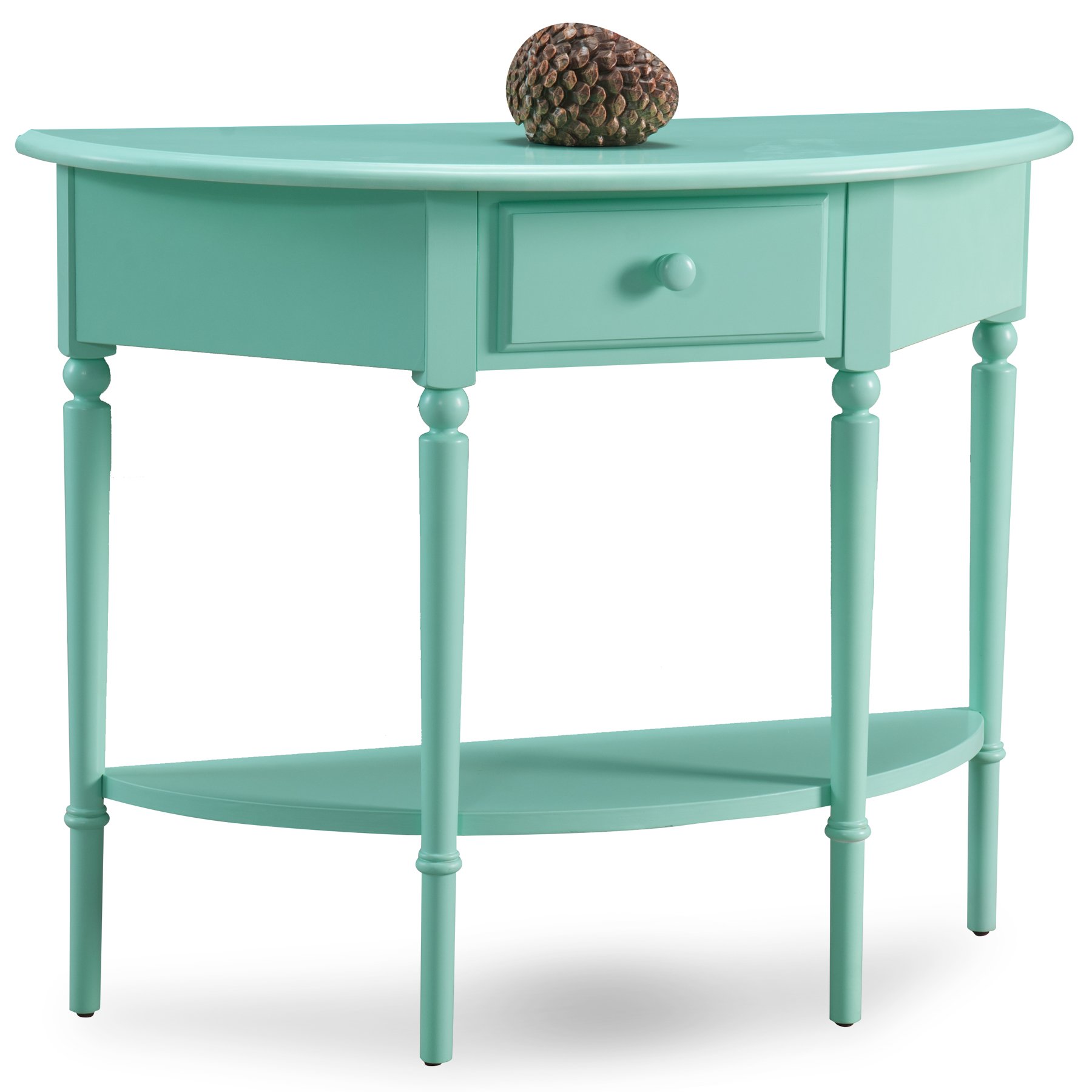 Leick Coastal Demilune Hall Stand & Sofa Table with Shelf in Kiwi Green - Perfect for Entryway, Living Room & Small Space Decor